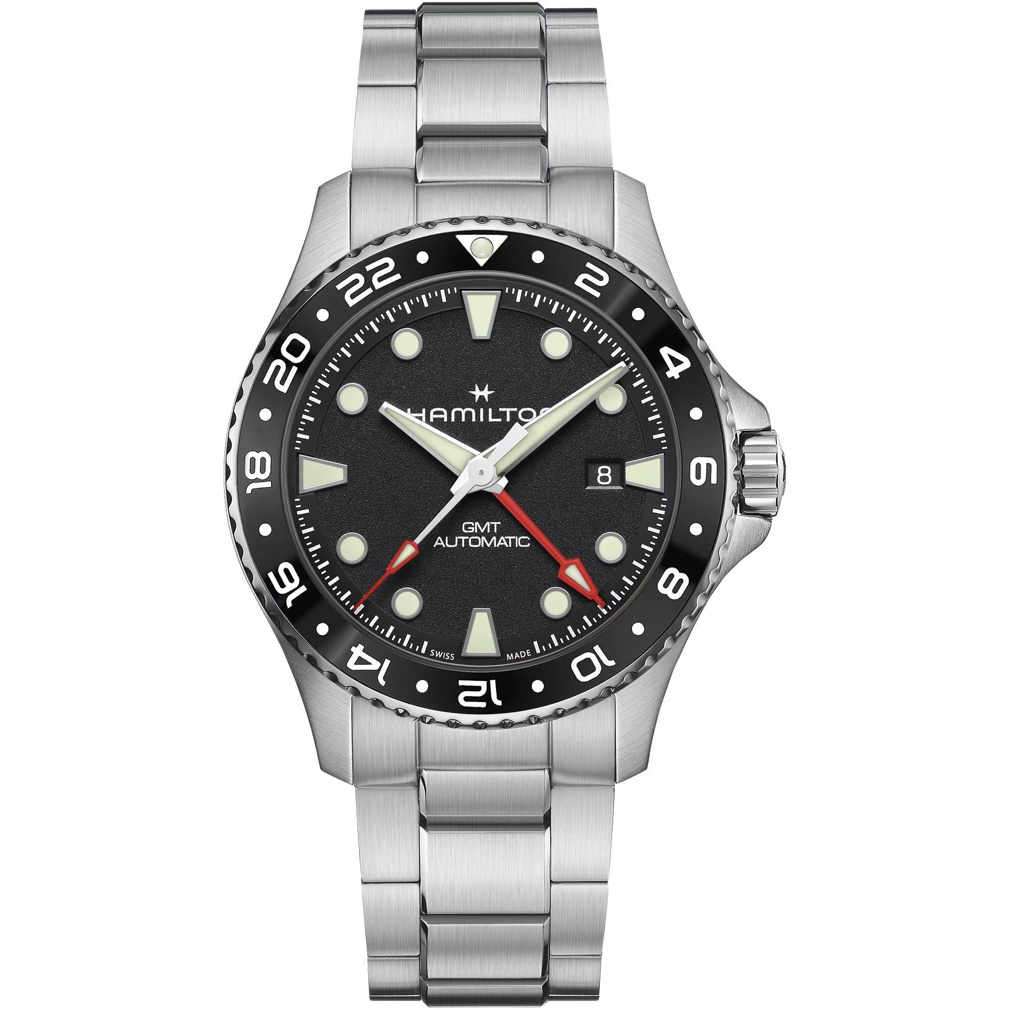 Hamilton Khaki Navy Scuba GMT Black Dial Steel automatic watch H82555130 front view