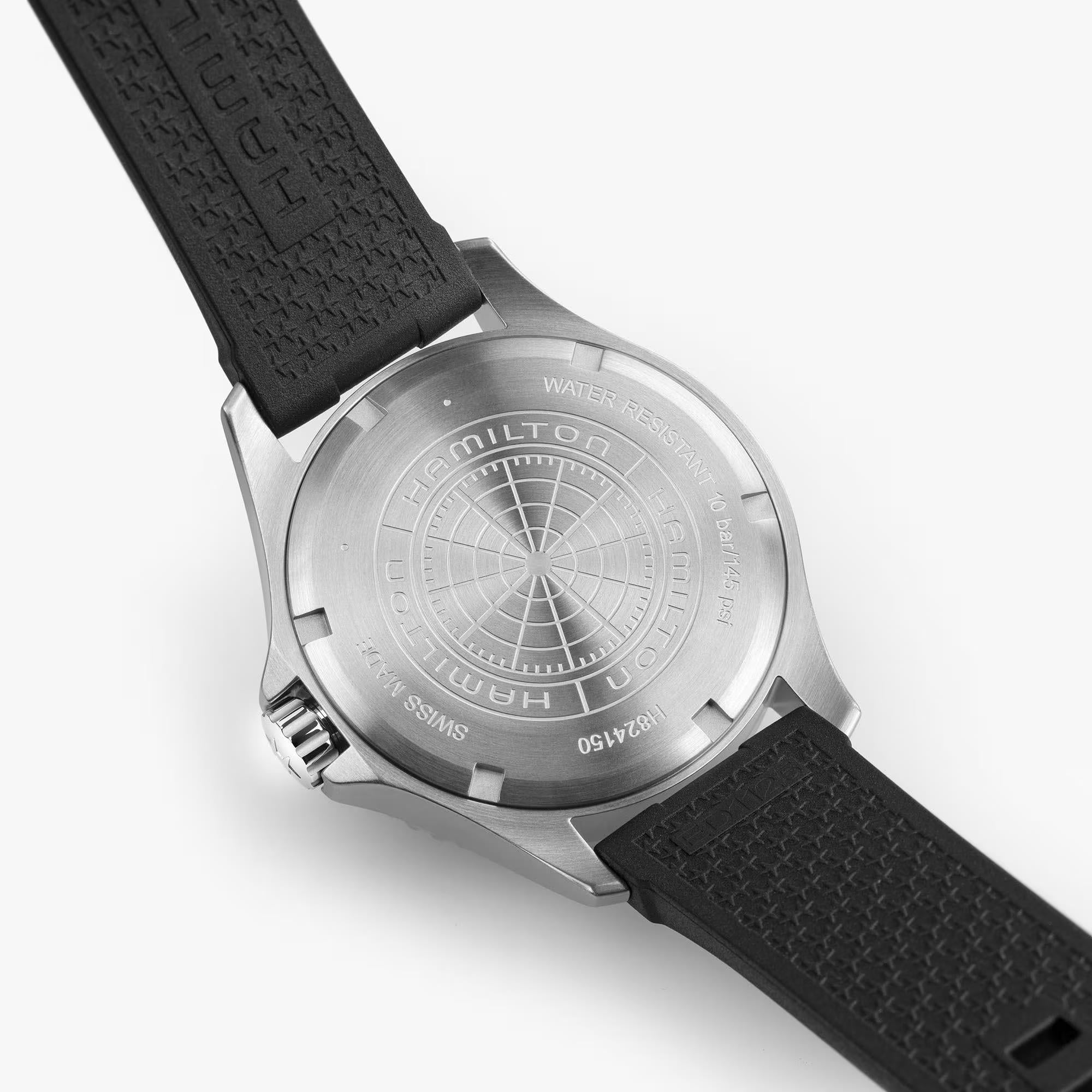 Hamilton Khaki Navy Scuba 40 mm Schwarzes Zifferblatt Gummi Herren Automatik Uhr H82415330