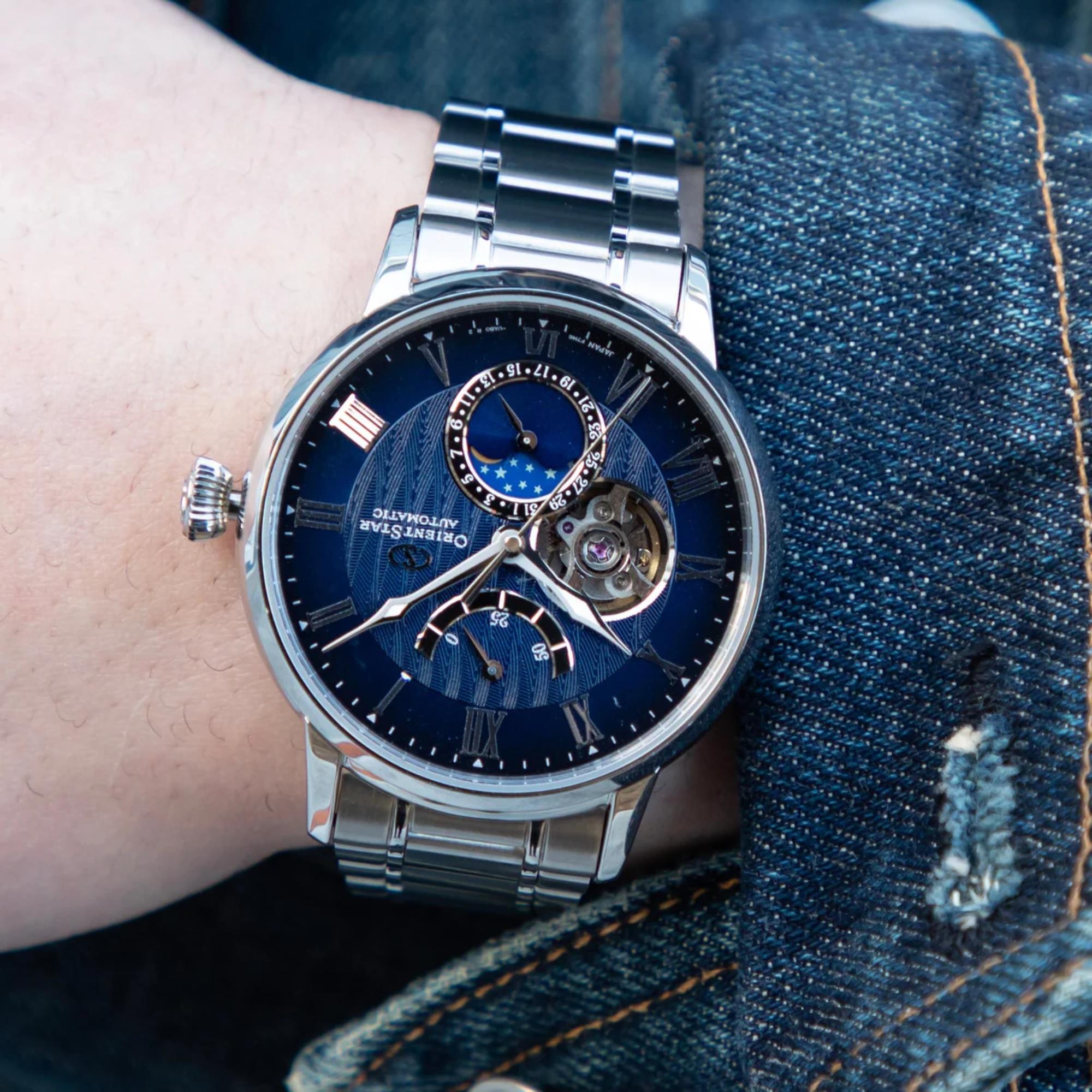 Orient Star RE-AY0103L00B automatic dress watch worn on wrist