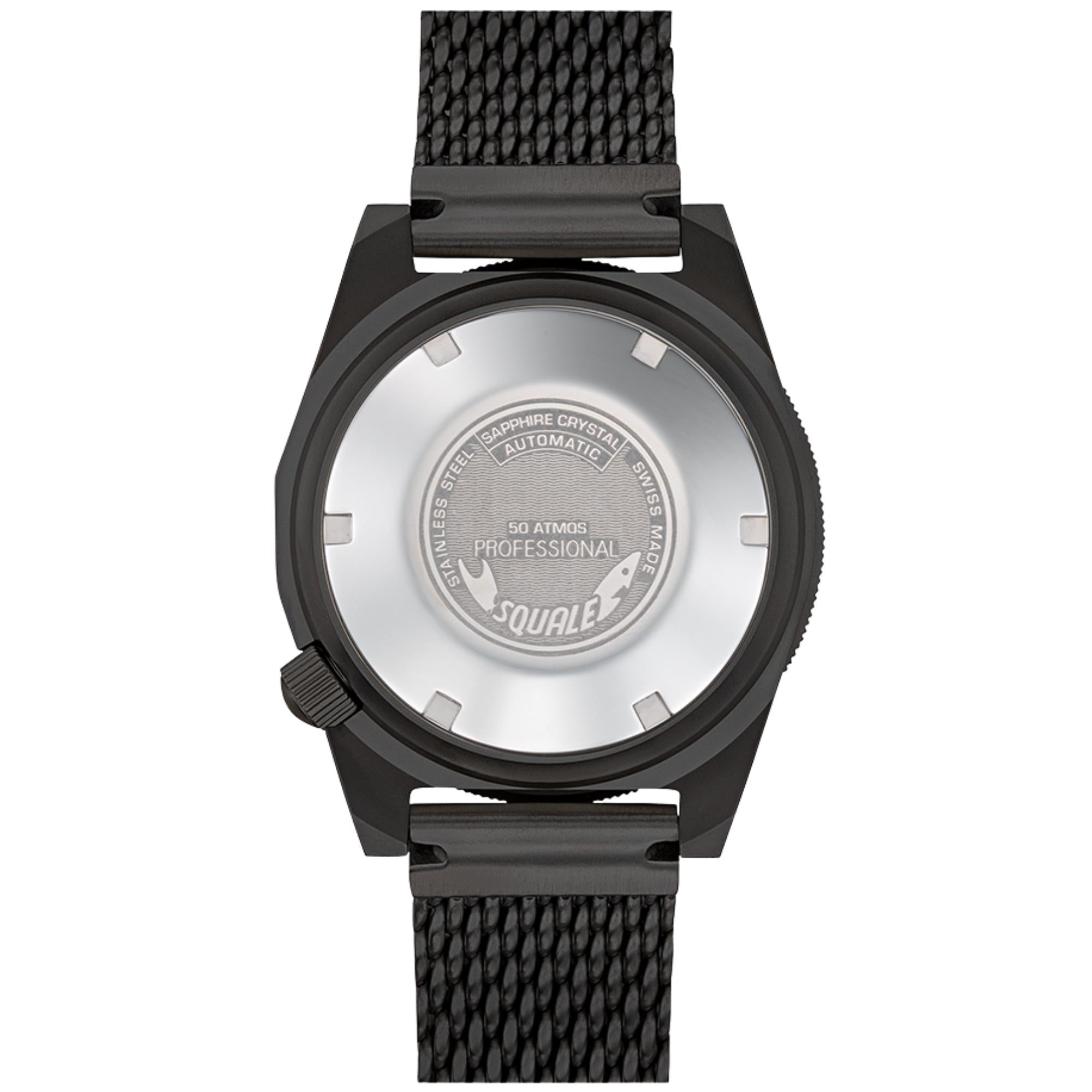 Squale 1521 DLC 42mm Schwarzes Zifferblatt Stahl Herren Automatik Uhr 1521DLCBK.MEPVD20