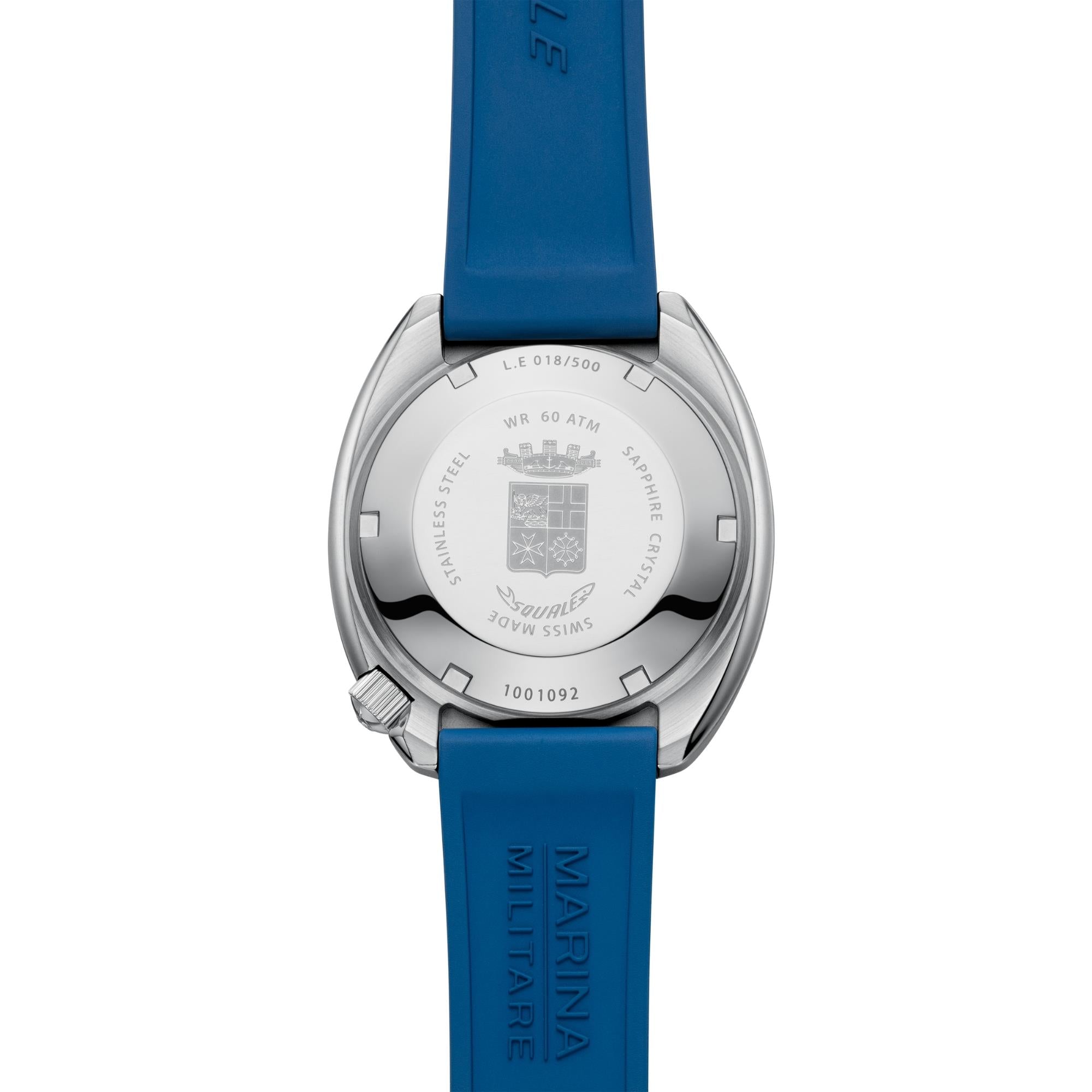 Squale 2001 Marina Militare 41.5mm Limited Edition Navy Blue Dial Rubber and Steel Mens Automatic Watch 2001MARINA.RBL