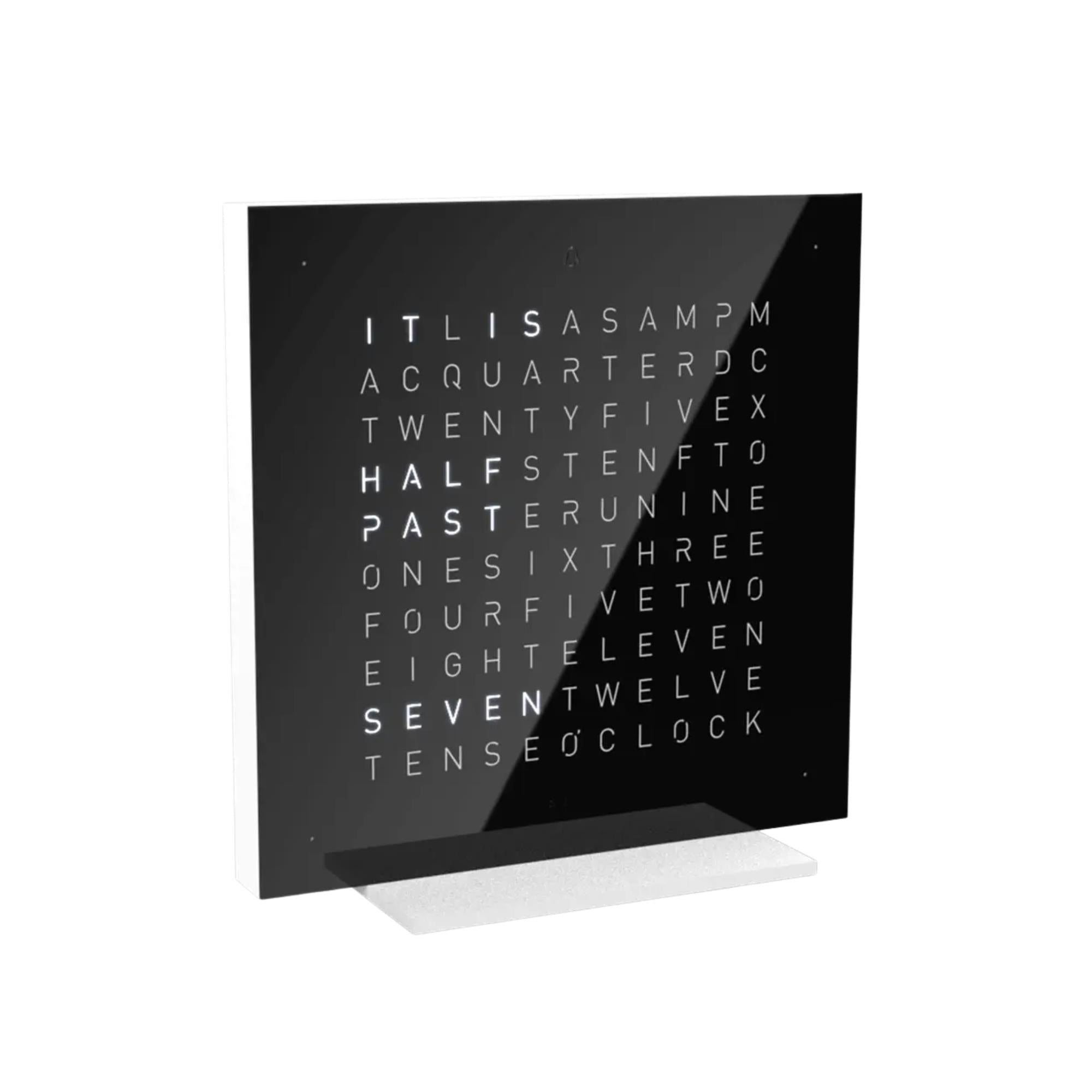 QLOCKTWO Earth 13.5 Pure Black Ice Tea English Table Clock T4PENBI-UK