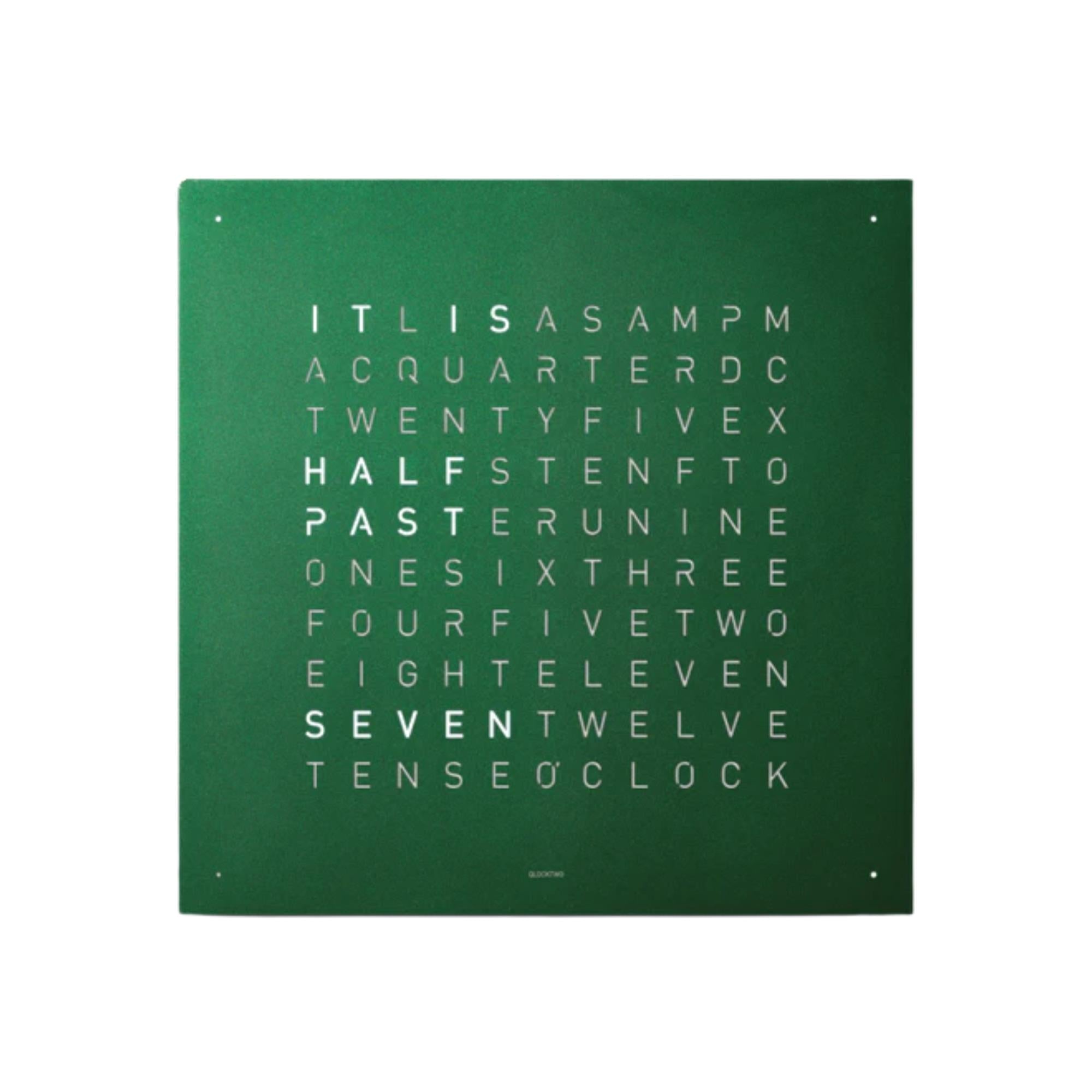 QLOCKTWO Earth 45 Grüner Samt Englische Wanduhr QT4ENRGVC-UK