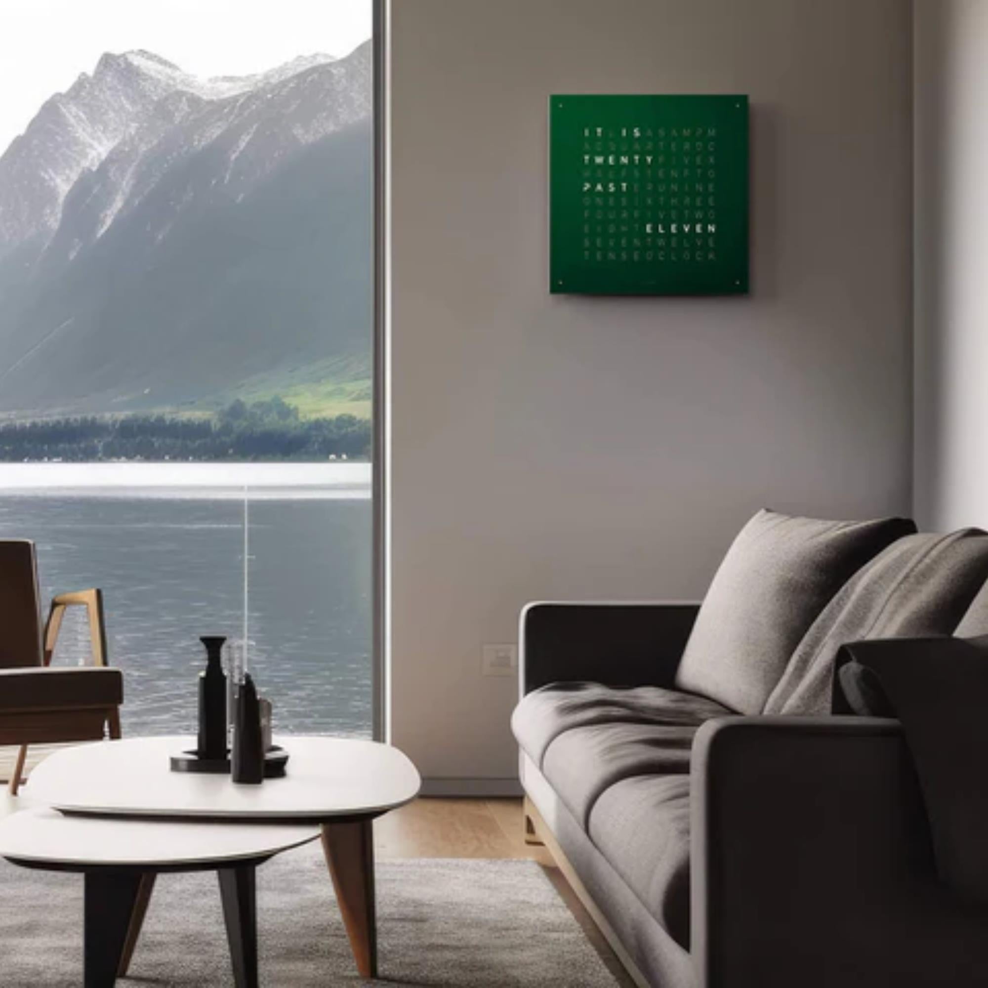 QLOCKTWO Earth 45 Green Velvet English Wall Clock QT4ENRGVC-UK