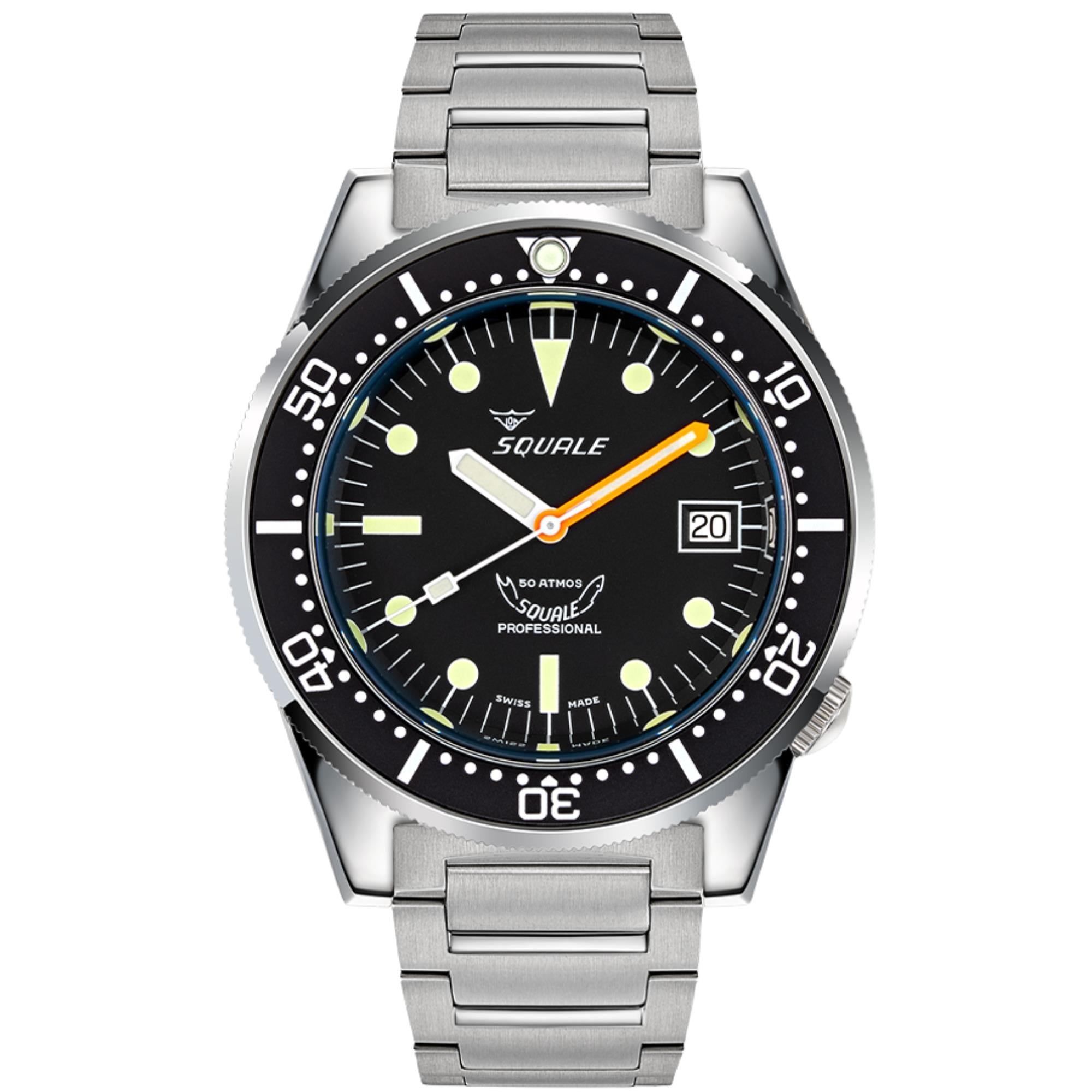 Squale 1521 Classic 42mm Schwarzes Zifferblatt Stahl Herren Automatik Uhr 1521CL.SQ20B