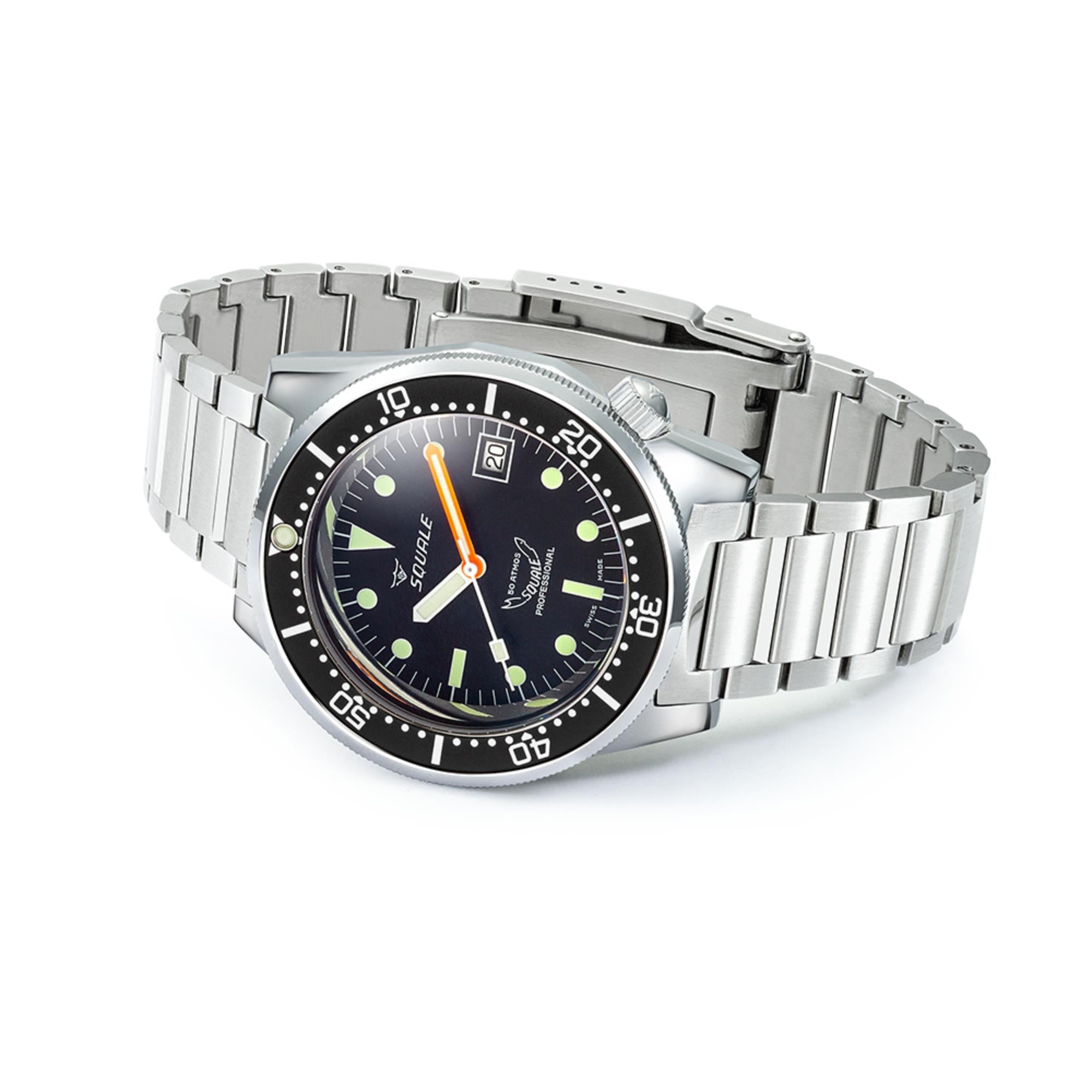 Squale 1521 Classic 42mm Black Dial Steel Mens Automatic Watch 1521CL.SQ20B