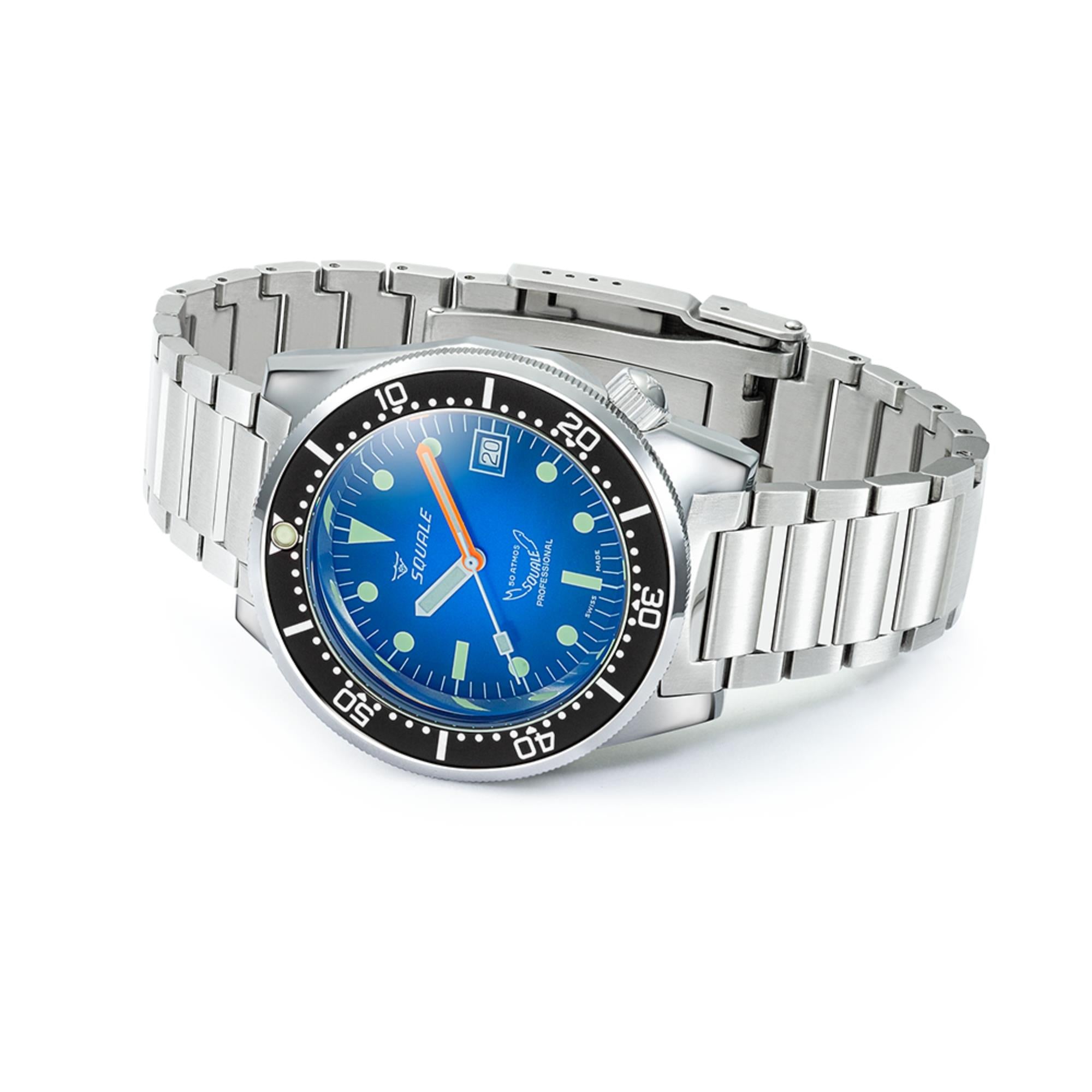 Squale 1521 Blue Ray 42mm Smoky Blue Dial Steel Mens Automatic Watch 1521PROFD.SQ20B