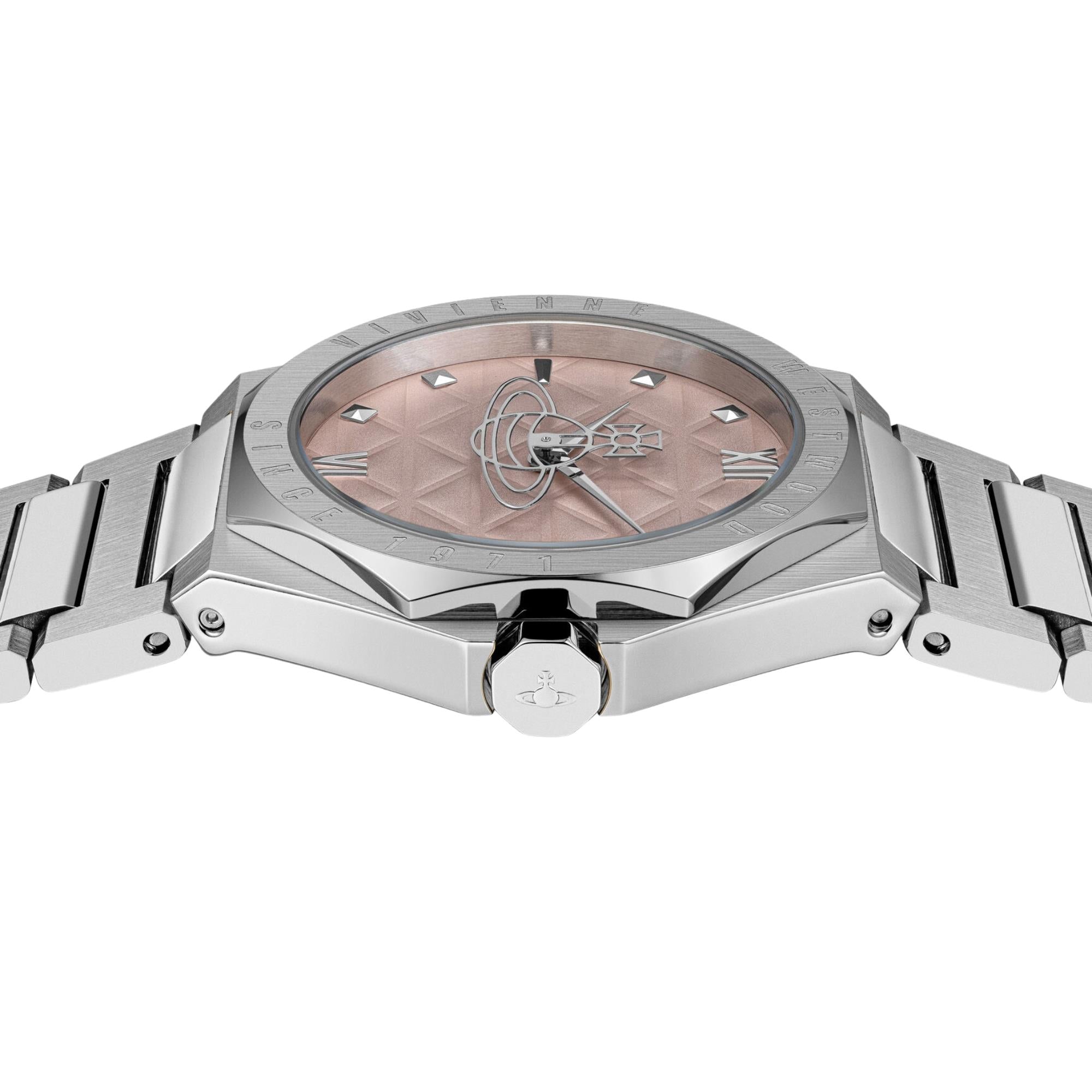 Vivienne Westwood Aldgate 35mm Pink Dial Steel Quartz Watch VV344PPKSL