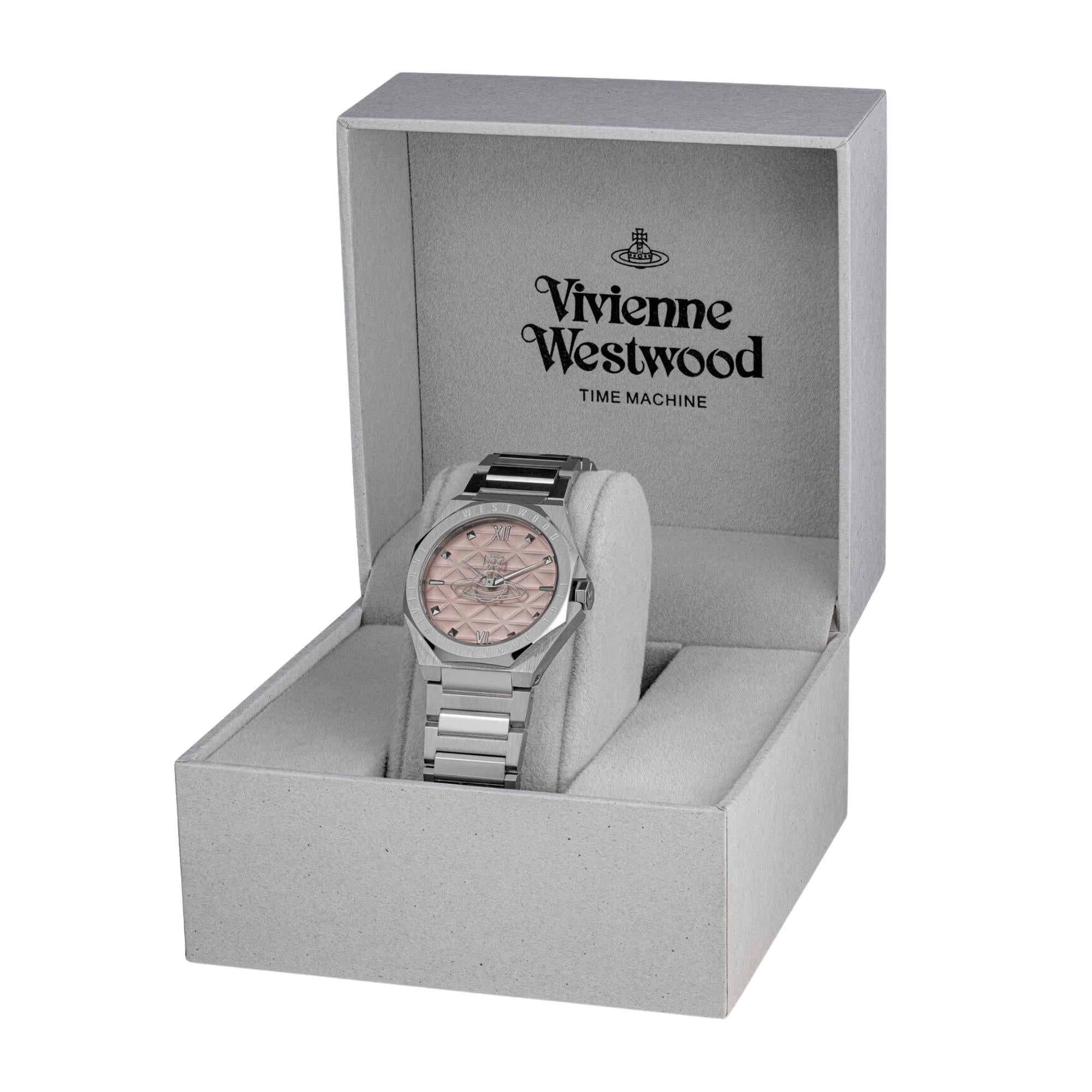 Vivienne Westwood Aldgate 35mm Pink Dial Steel Quartz Watch VV344PPKSL