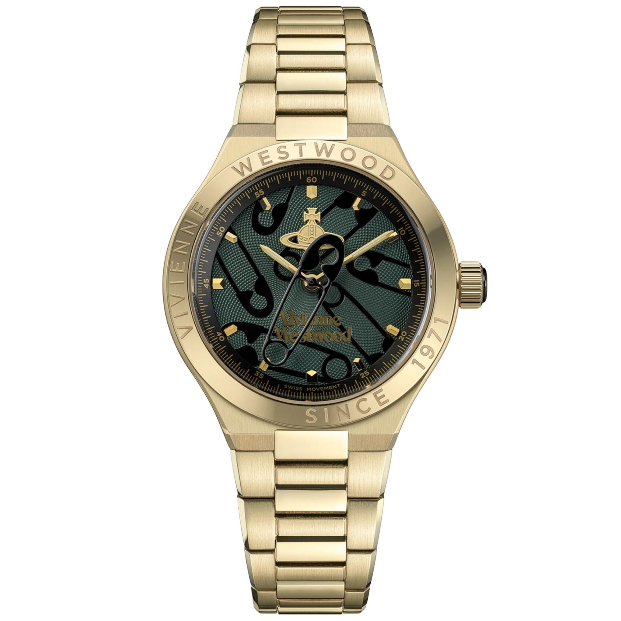 Vivienne Westwood Berwick 37mm Green Dial Steel Quartz Watch VV345GRGD