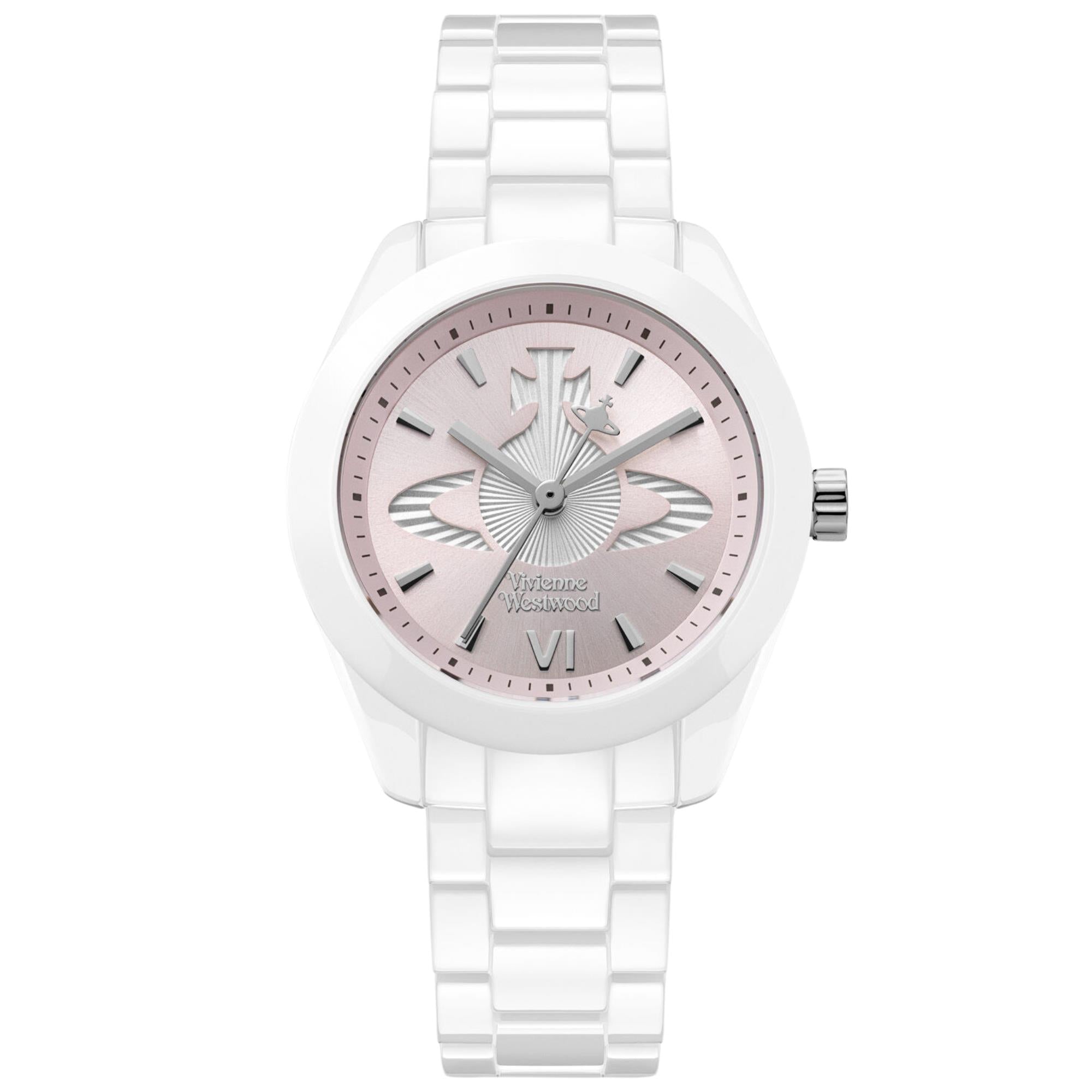Vivienne Westwood Fenchurch Ceramica 29mm Pink Dial Ceramic Ladies Quartz Watch VV358LPKWH