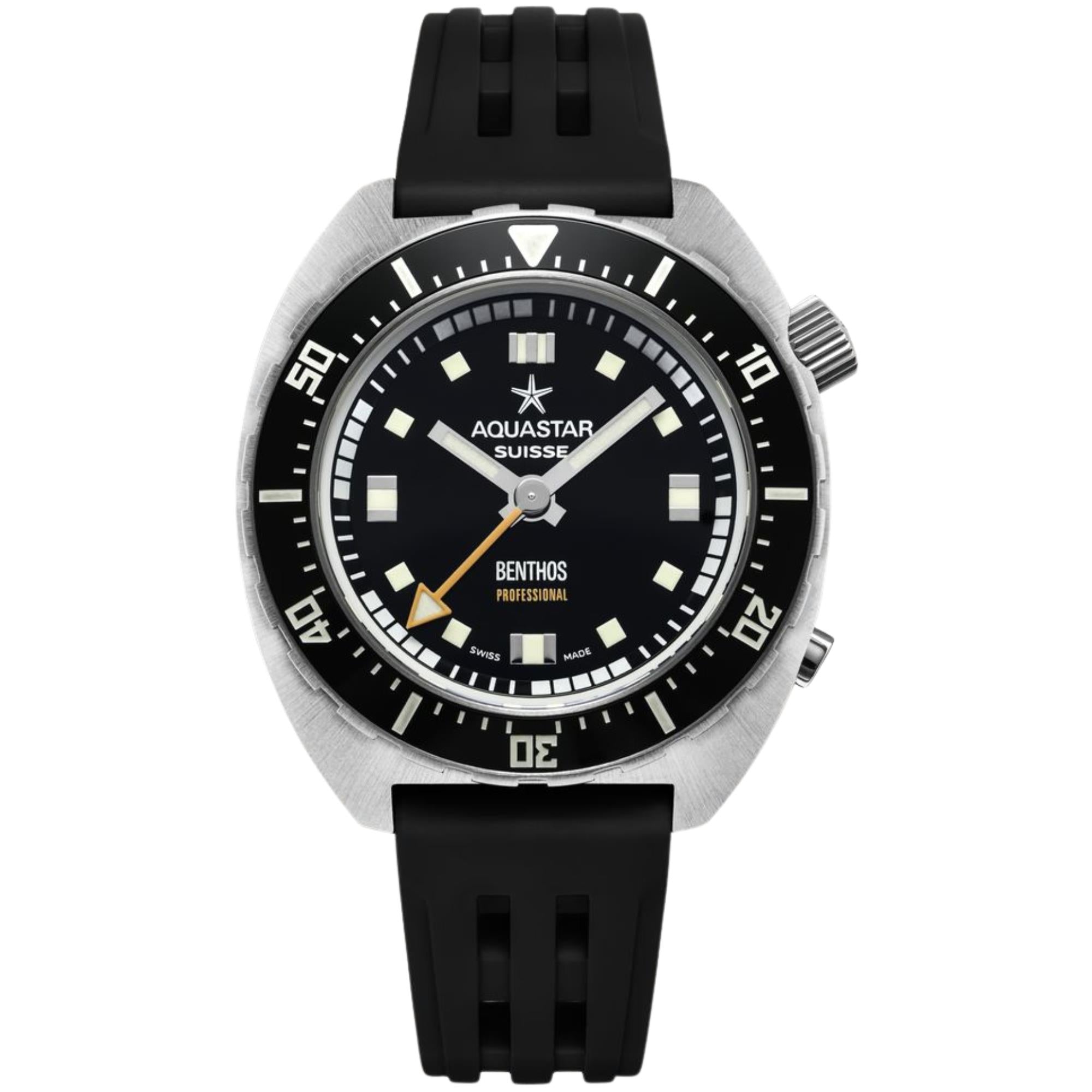 Aquastar Benthos Professional 42mm schwarzes Zifferblatt Gummi Herren Automatik Uhr BENTHOS-PRO