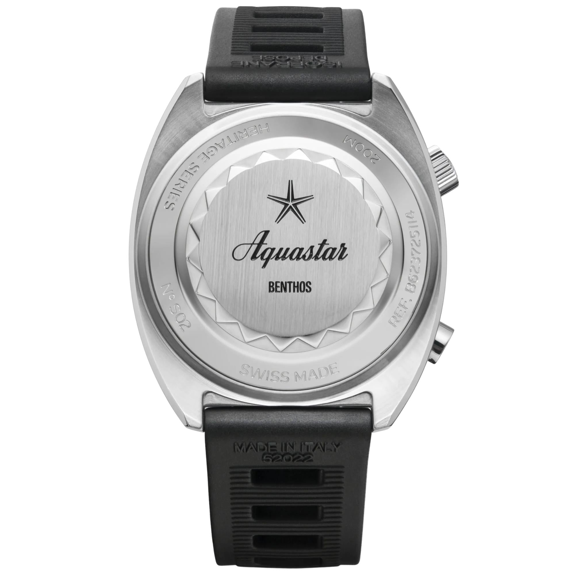 Aquastar Benthos 500 II 42mm Limited Edition Black Dial Rubber Strap Mens Automatic Watch BENTHOS-500