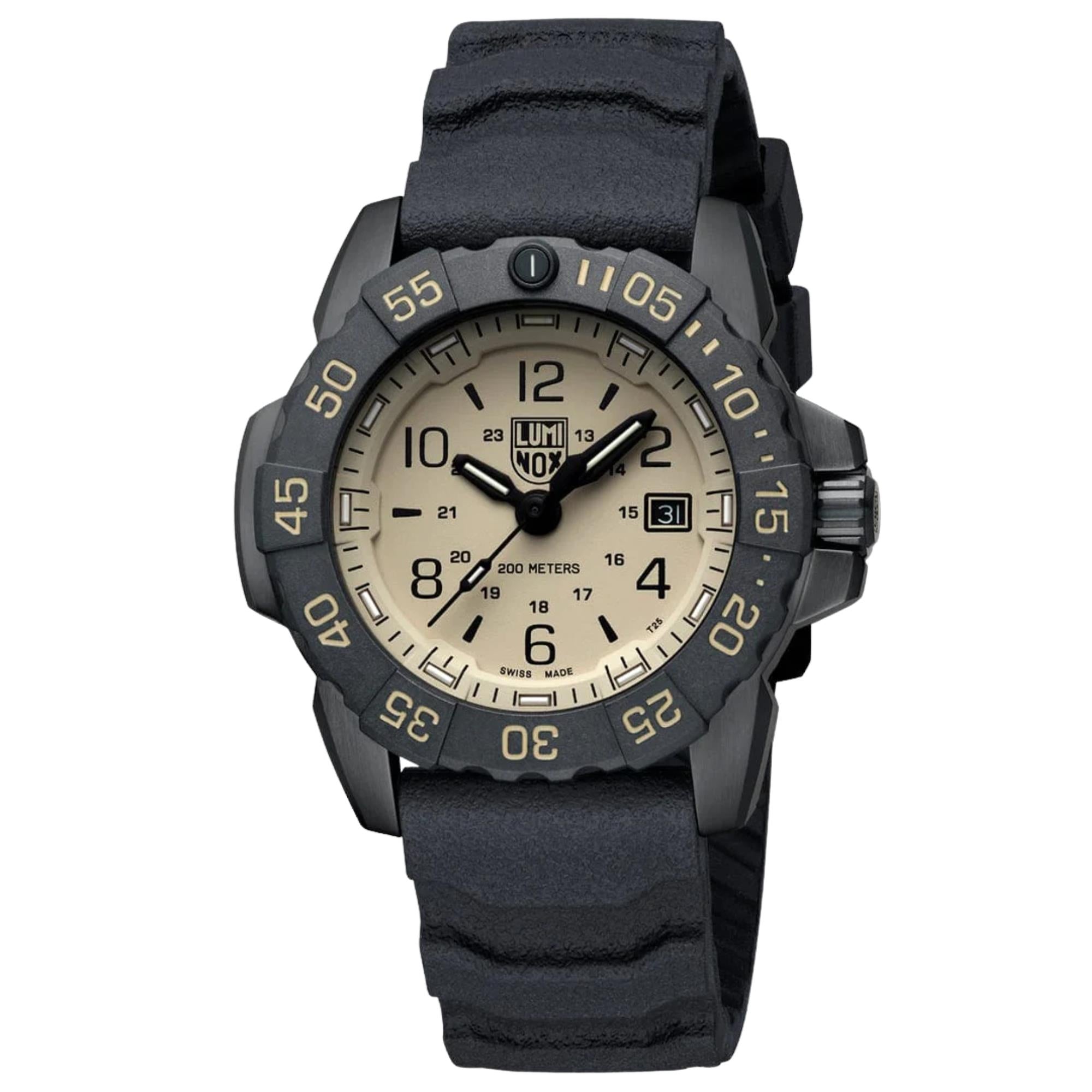Luminox Navy Seal Foundation45mm Sand-Coloured Dial Rubber Mens Quartz Watch XS.3251.CB.NSF.2