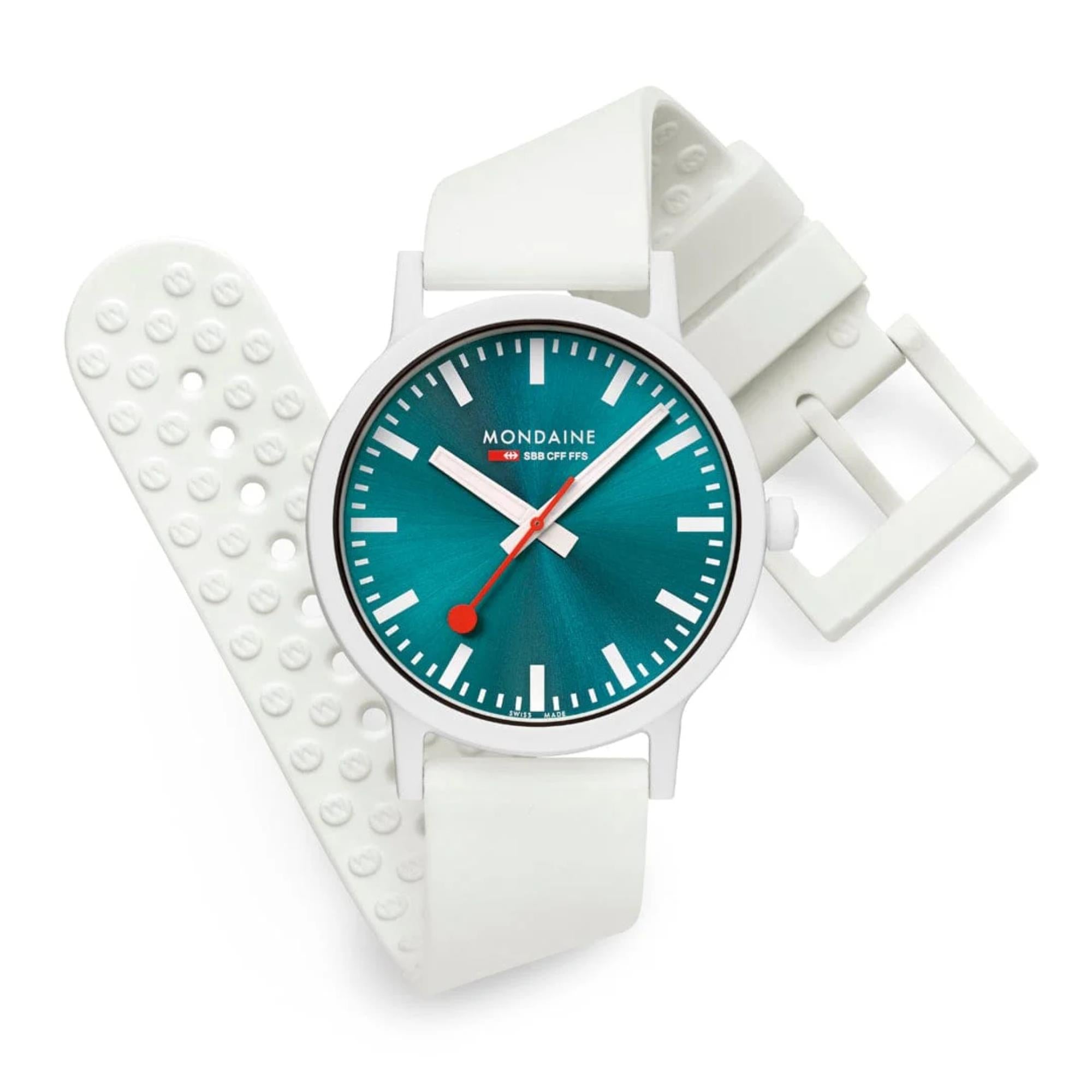 Mondaine Essence Teal 41mm Limited Edition Blue Dial Silicone Mens Quartz Watch MS1.41140.RA