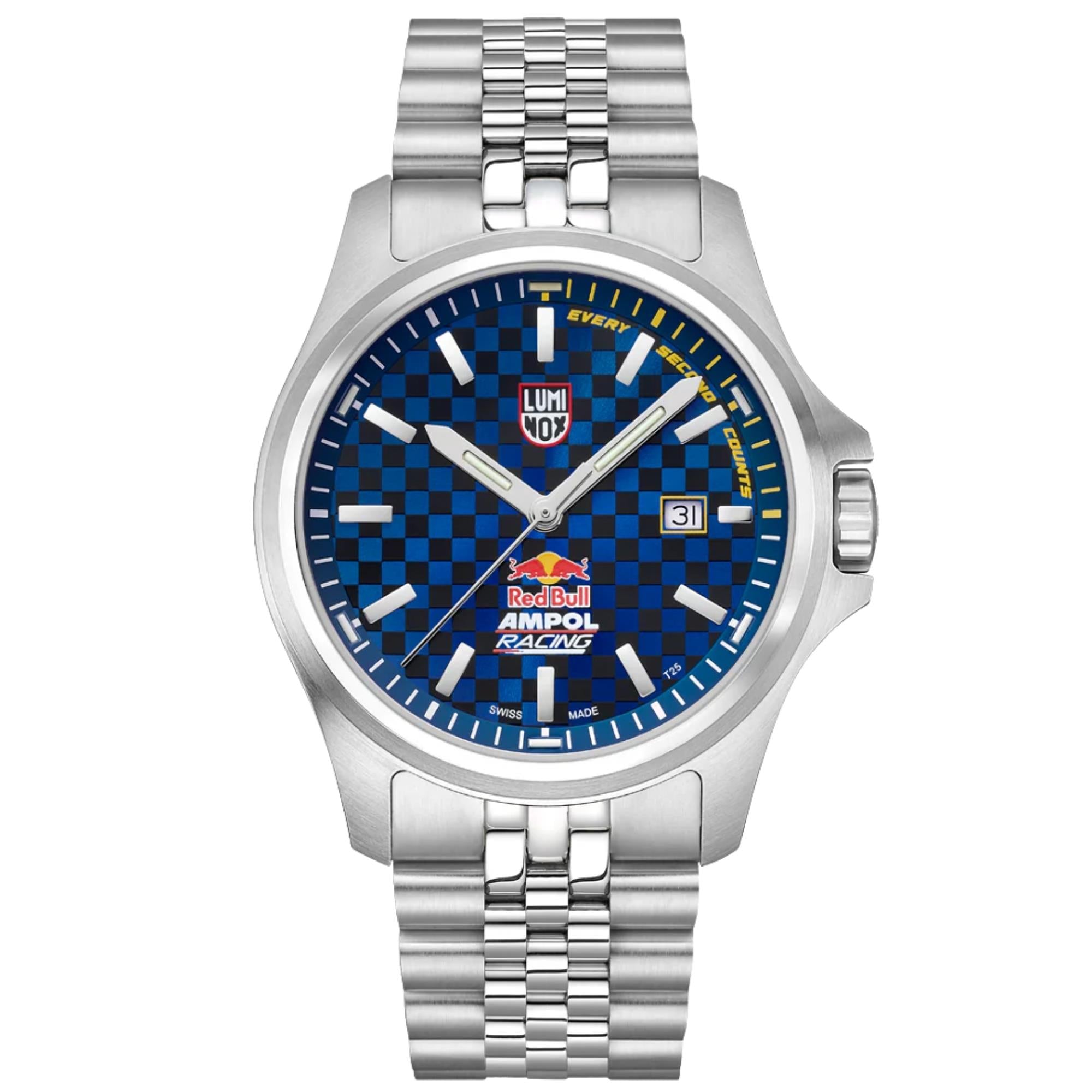 Luminox Atacama Field 43mm Limited Edition Red Bull Ampol Racing Blue Dial Steel Mens Quartz Watch XL.2523.ARB.N