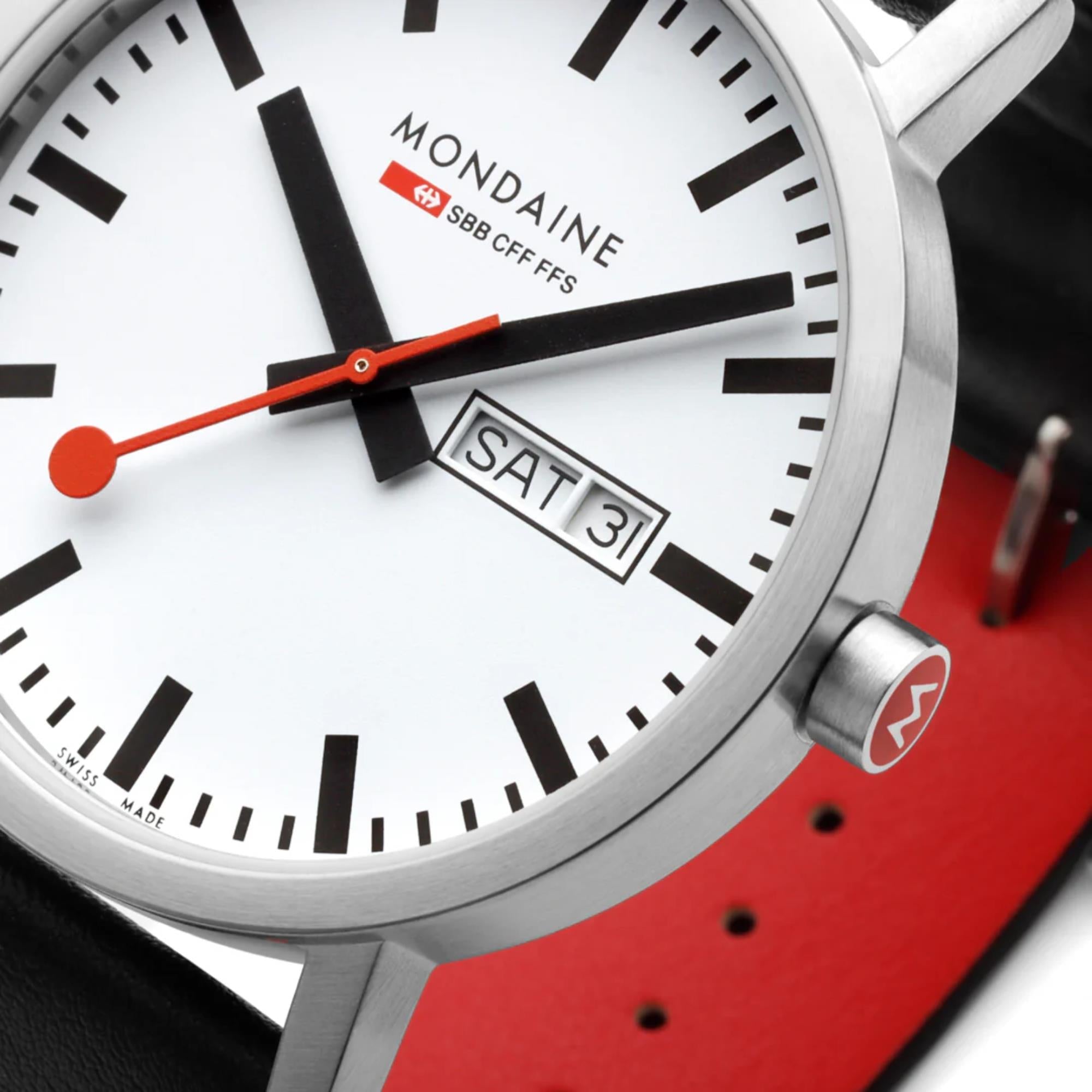 Mondaine Classic 40mm White Dial Leather Mens Quartz Watch A667.30360.11SBBV