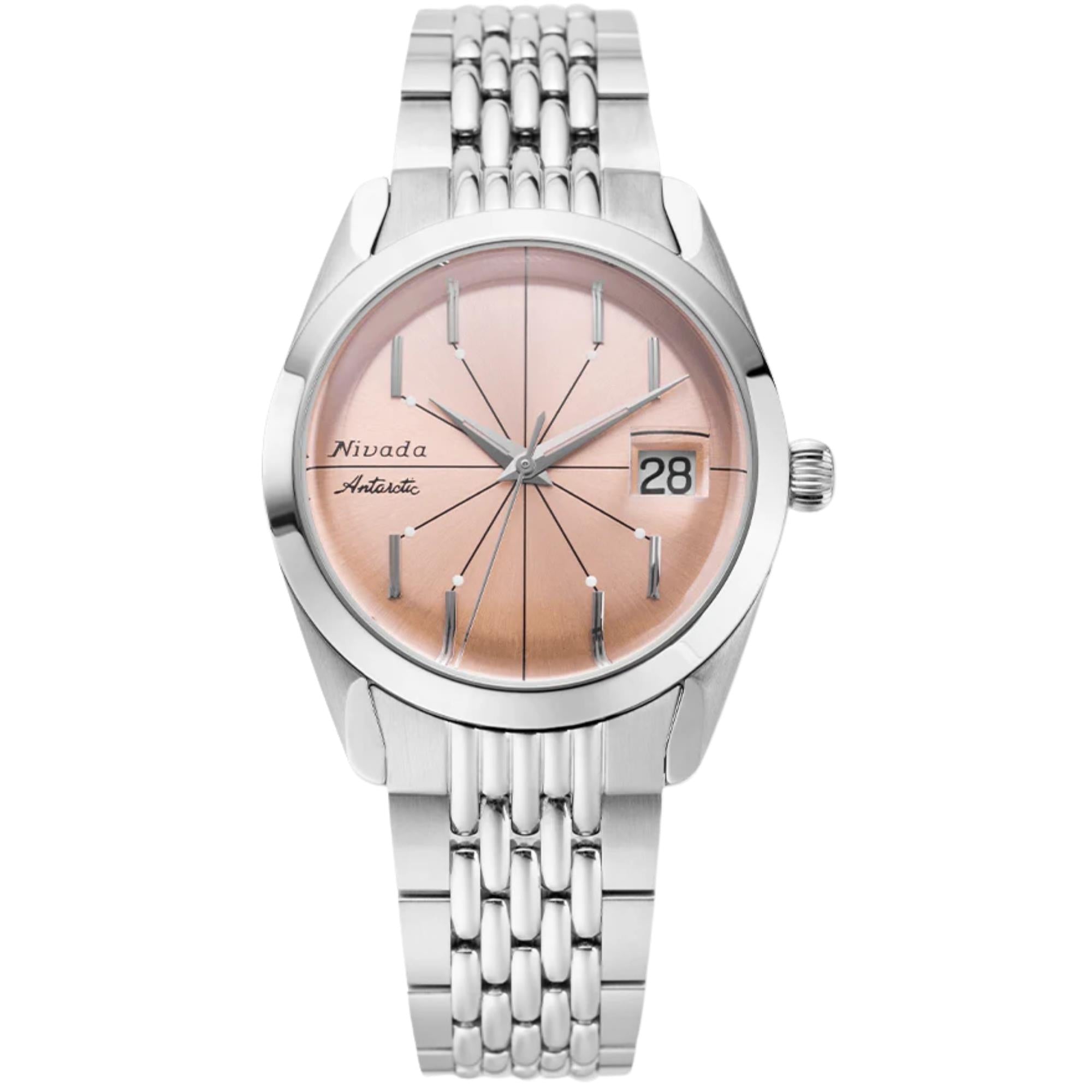 Nivada Grenchen Antarctic Spider 38mm 32042A04 salmon dial front view