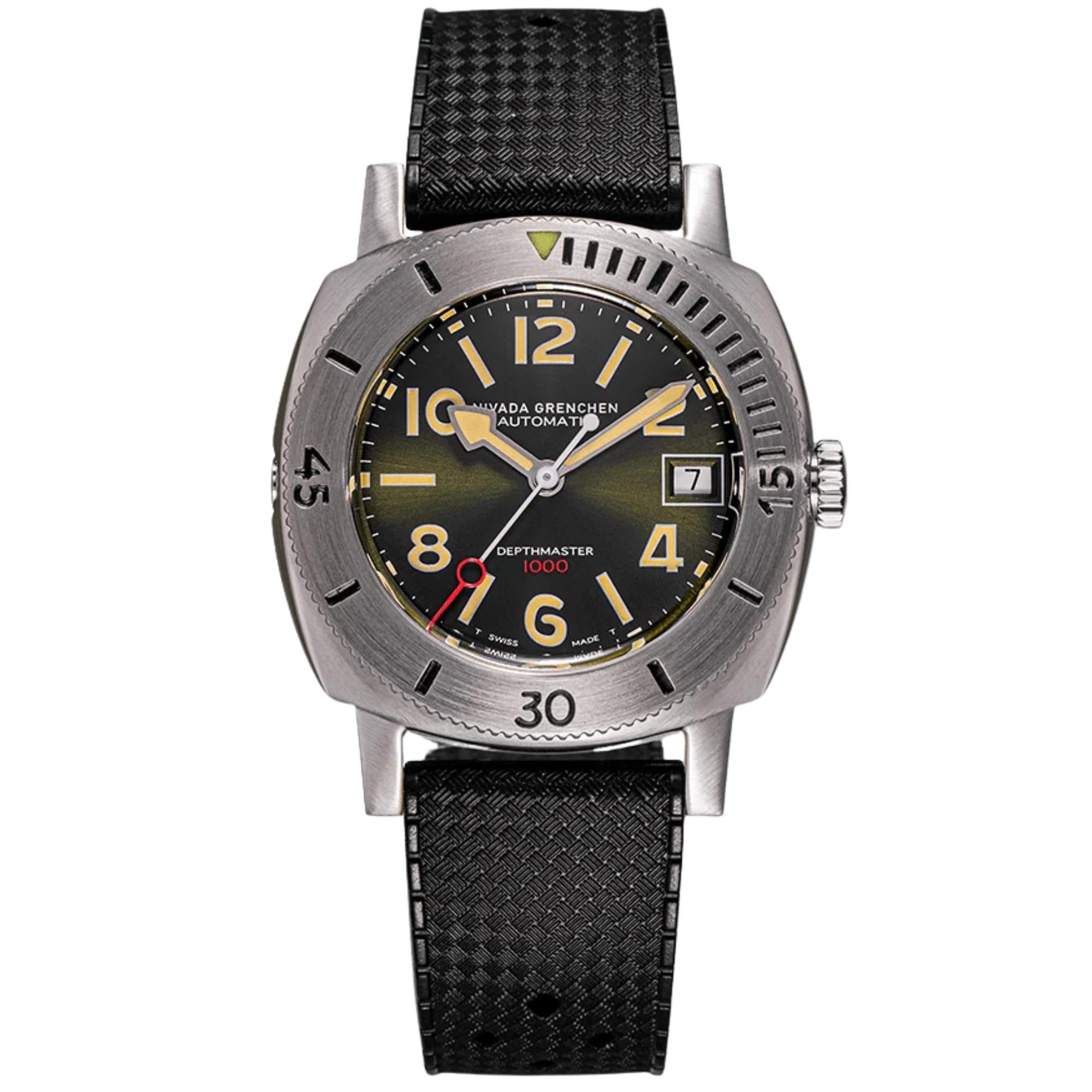 Nivada Grenchen Depthmaster 39mm 14103A01 green dial front view