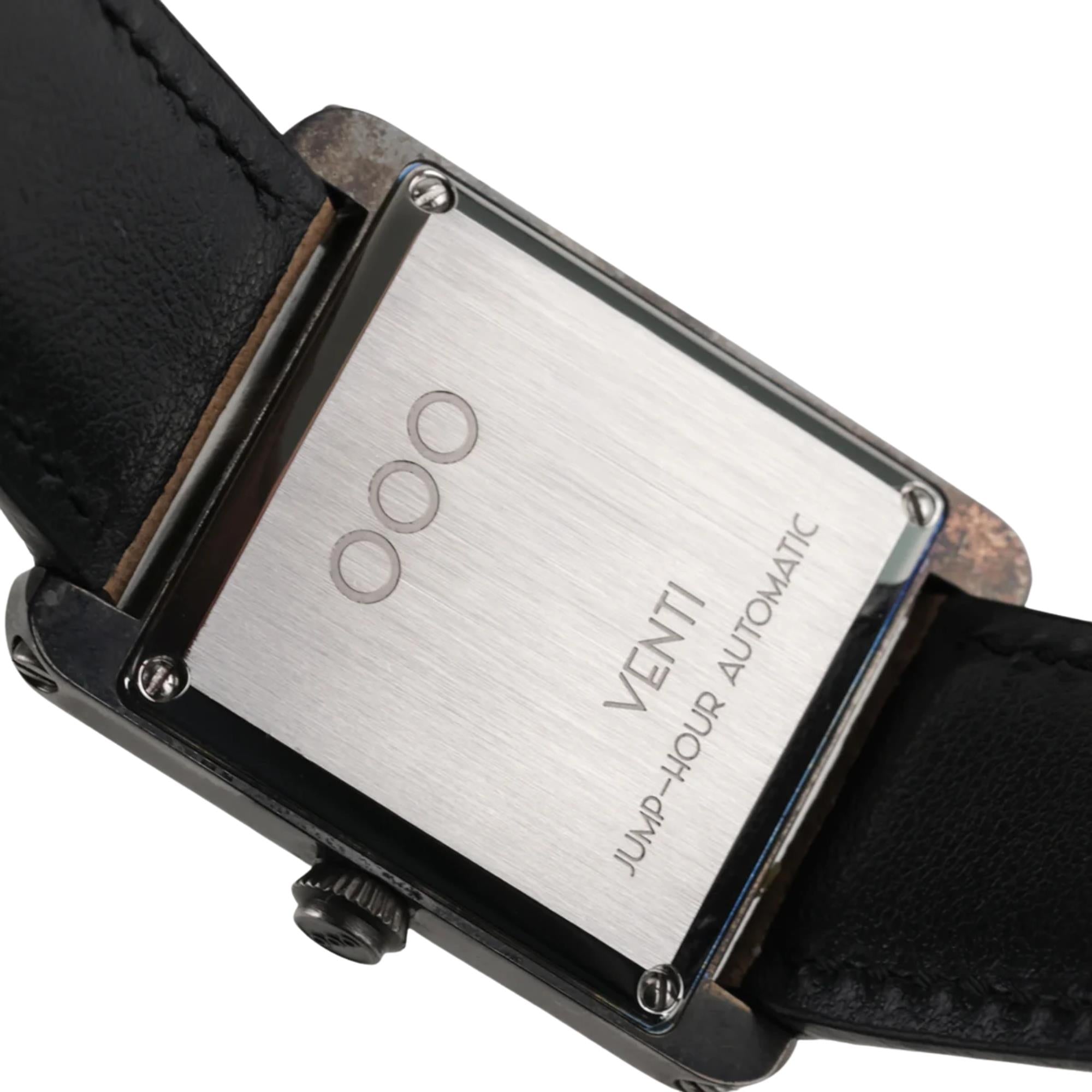 Out of Order Forma Venti Jump Hour F20BLK.OOO stainless steel case back view