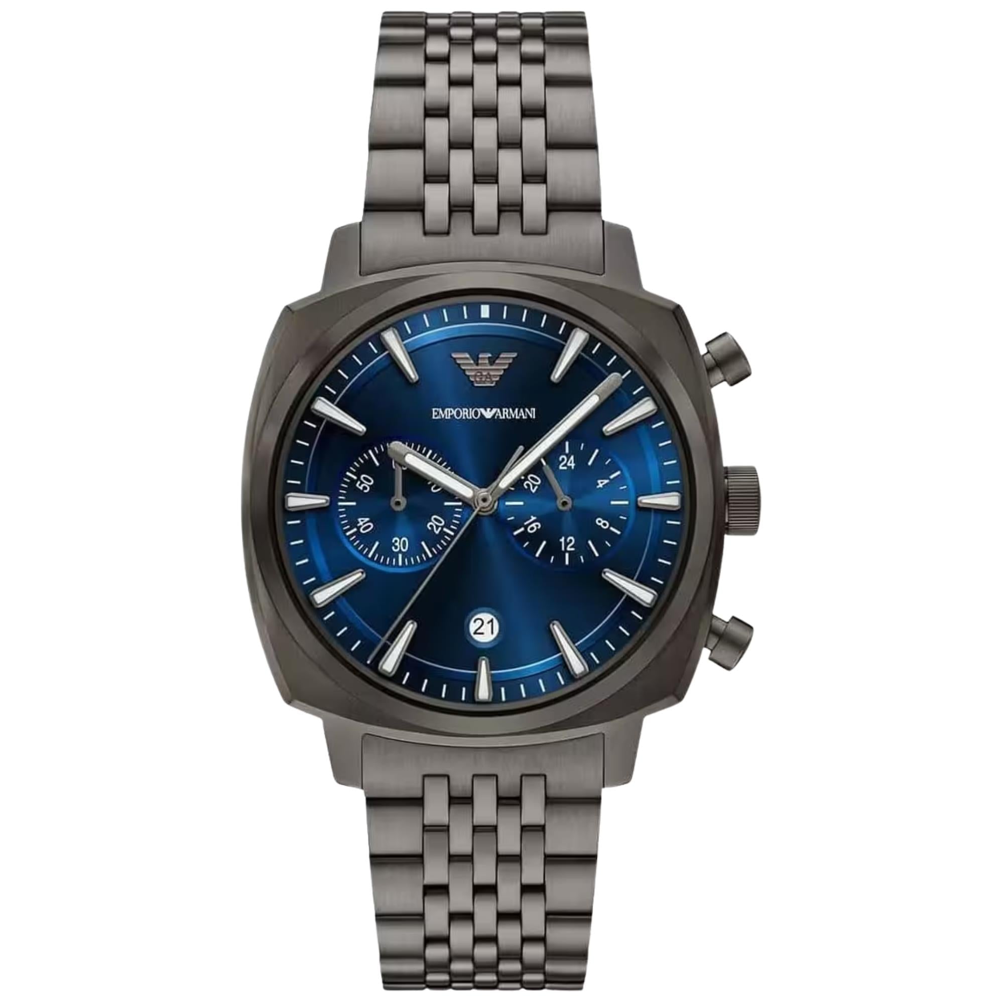 Emporio Armani Carlo 40mm Chronograph Blue Dial Steel Mens Quartz Watch AR11726