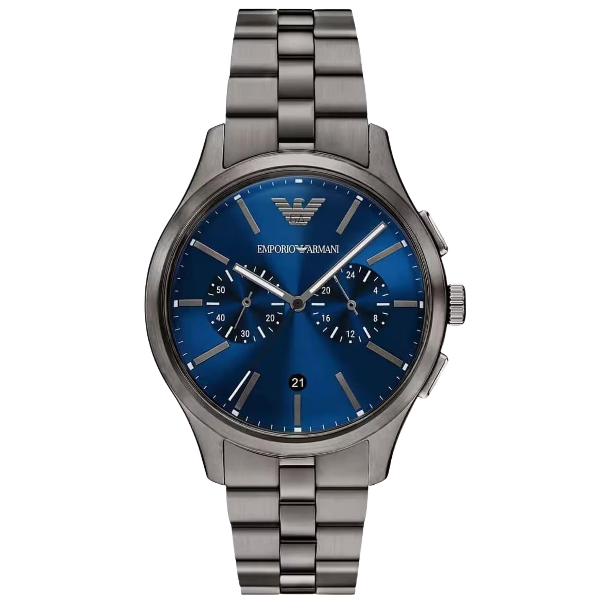 Emporio Armani Dario 41mm Chronograph Blue Dial Steel Mens Quartz Watch AR11729