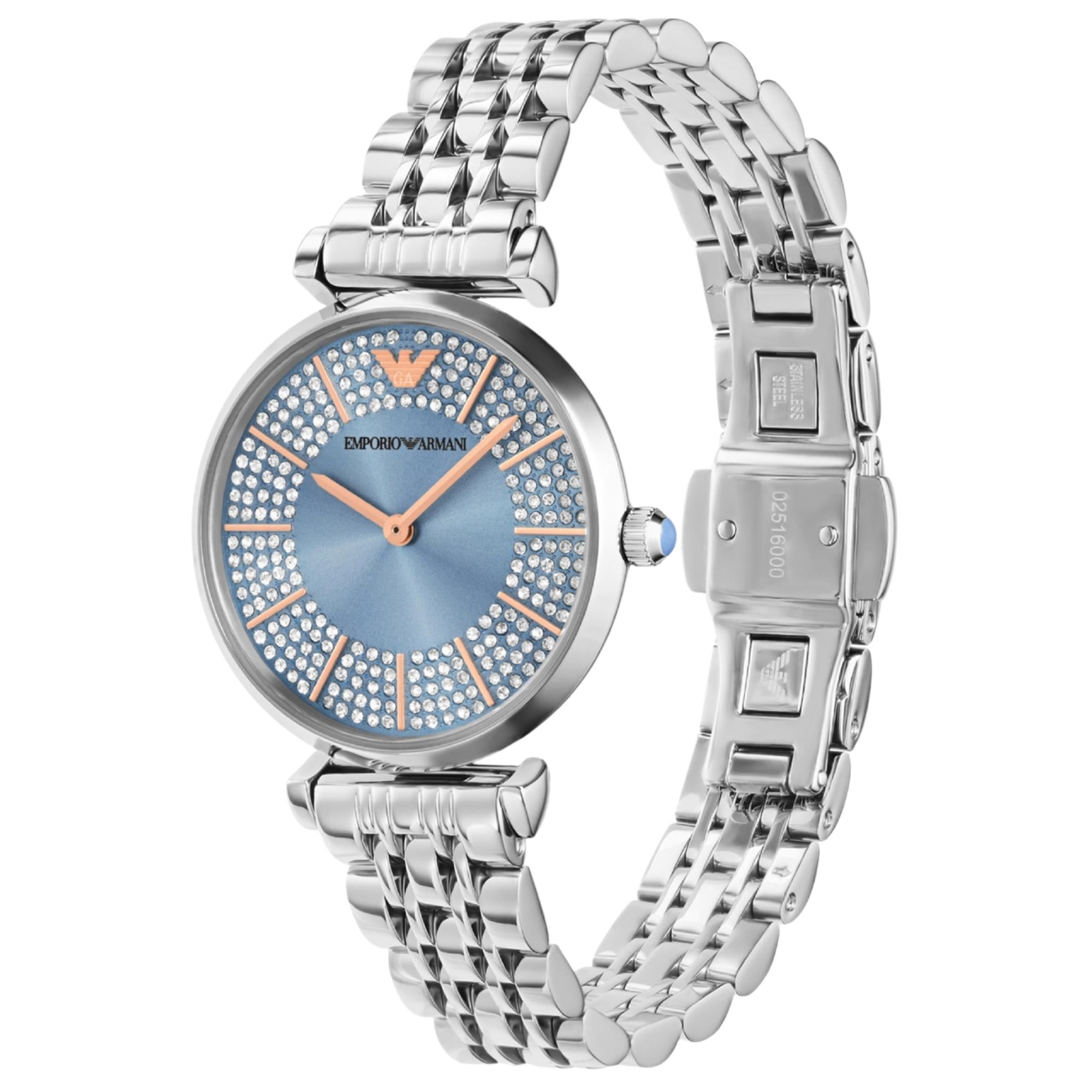 Emporio Armani Gianni 32mm Blue Dial Steel Ladies Quartz Watch AR11594