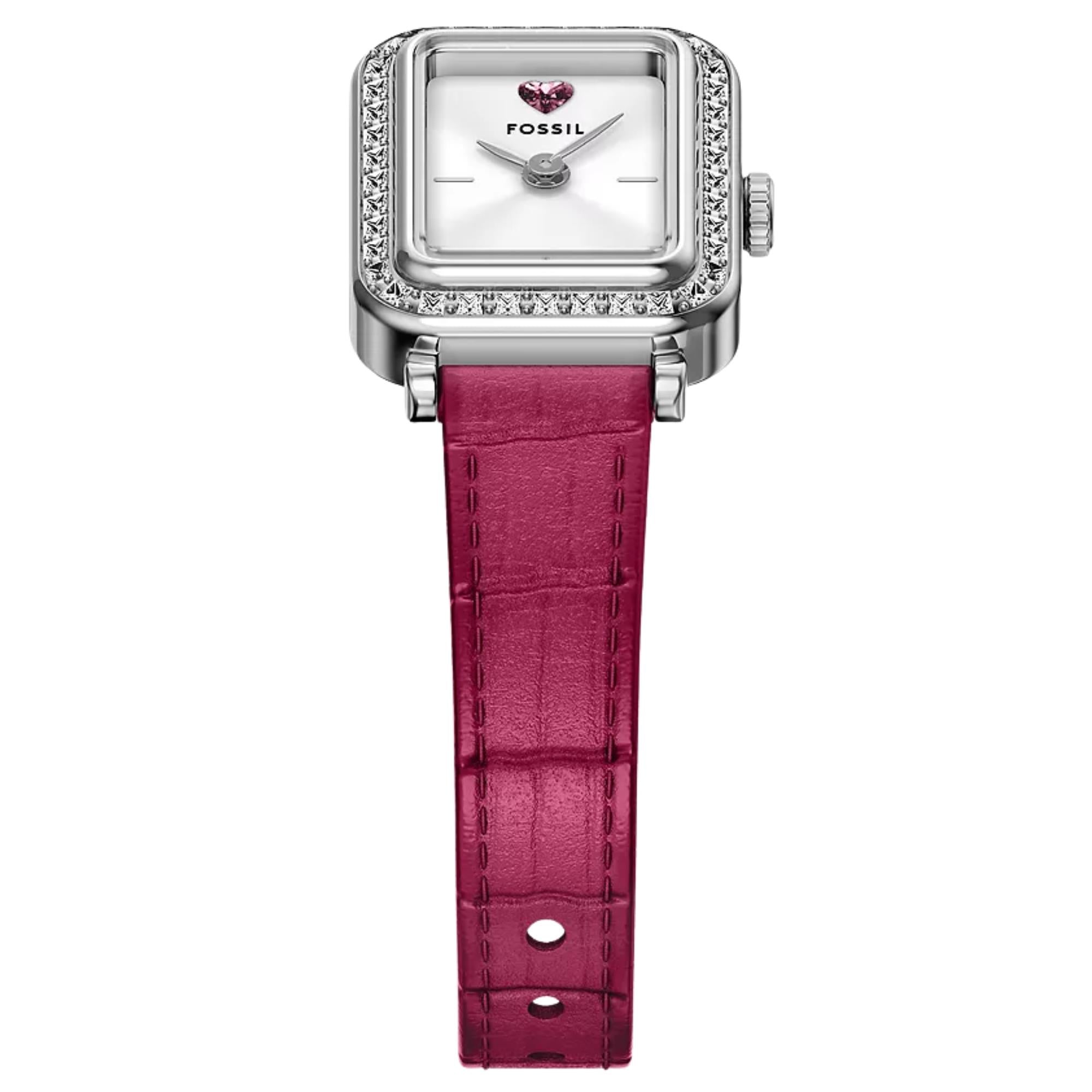 Fossil Raquel 18mm Silver Dial Leather Ladies Quartz Watch ES5466