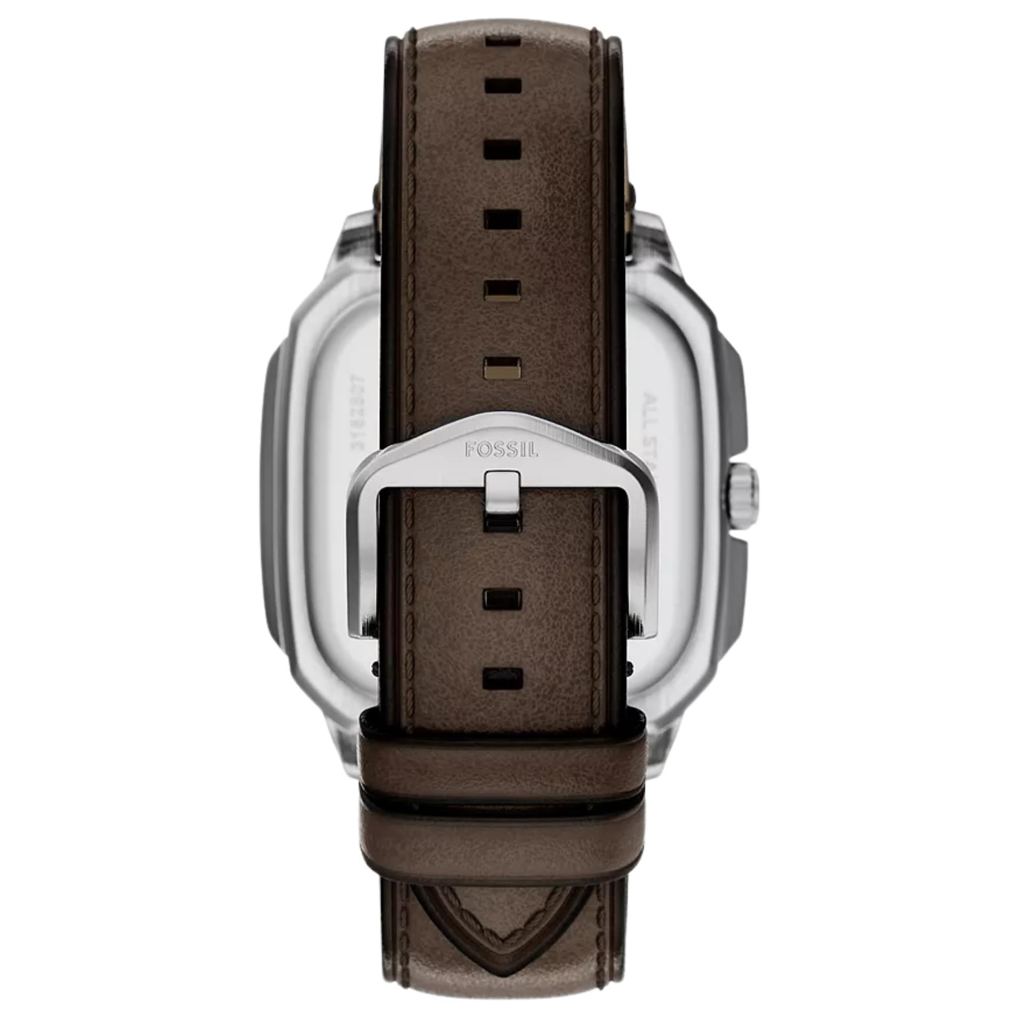 Fossil Crosby 42mm Green Dial Leather Mens Quartz Watch FS6150