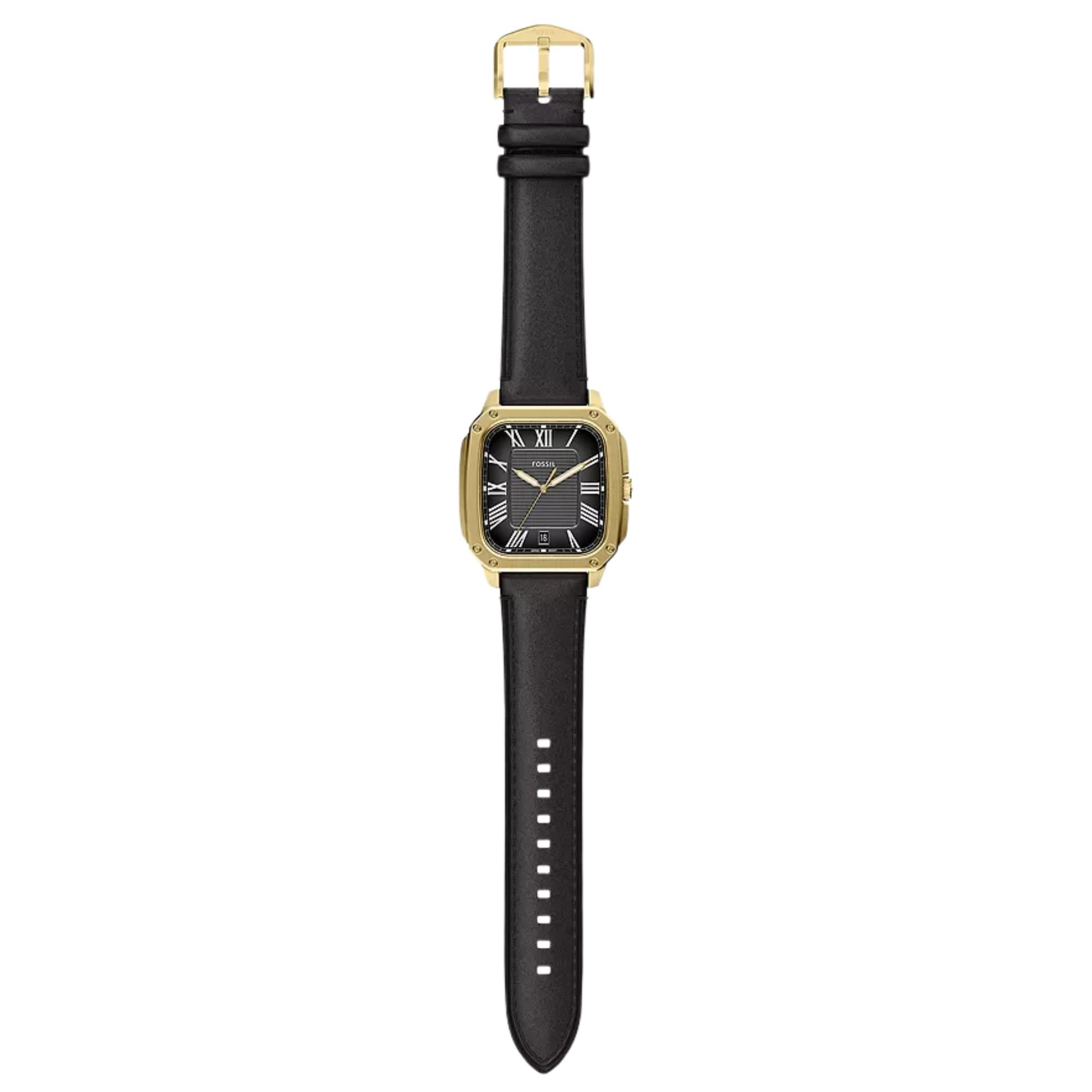 Fossil Crosby 42mm Black Dial Leather Mens Quartz Watch FS6151
