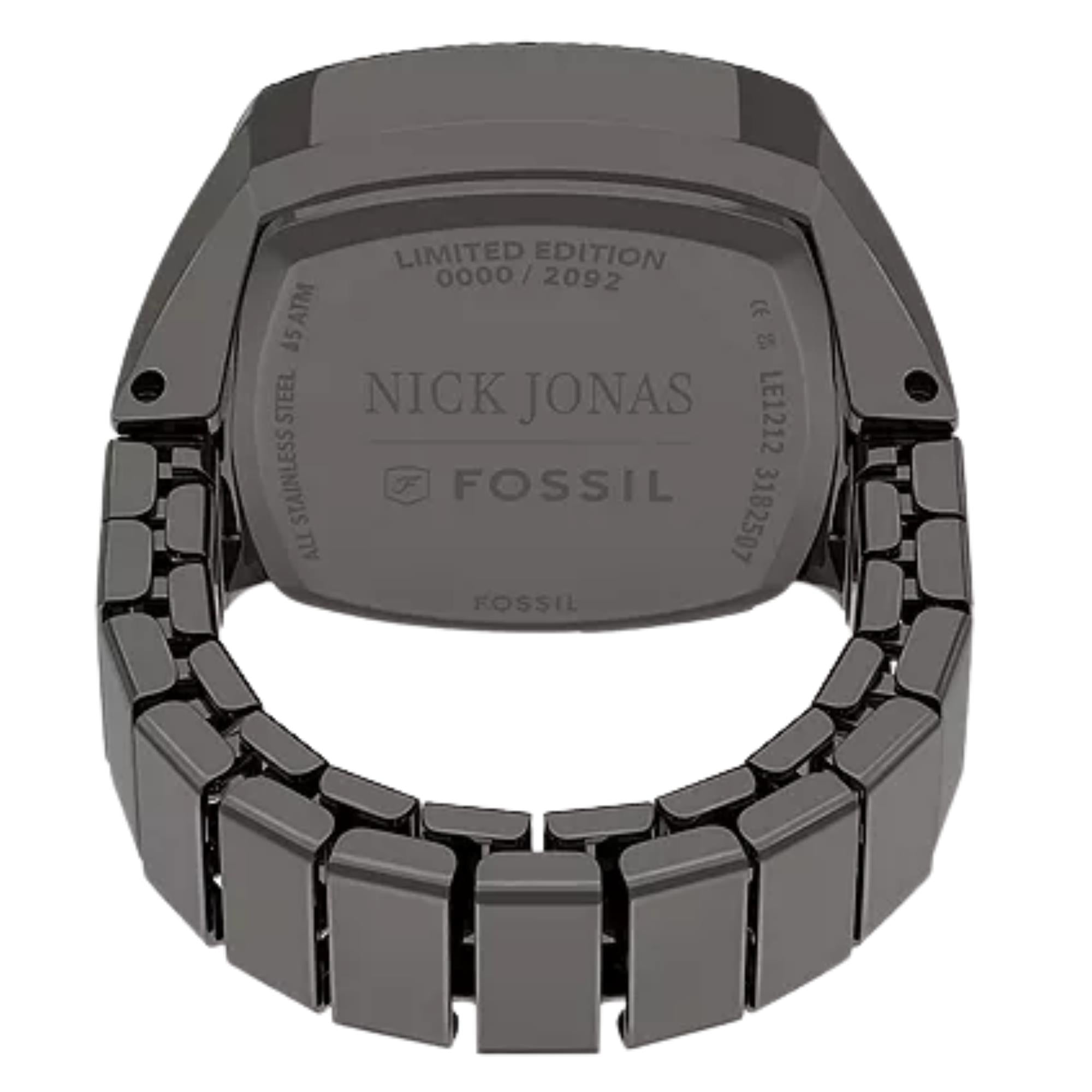 Fossil Machine x Nick Jonas 19mm Limited Edition Black Dial Steel Quartz Ring Watch LE1212