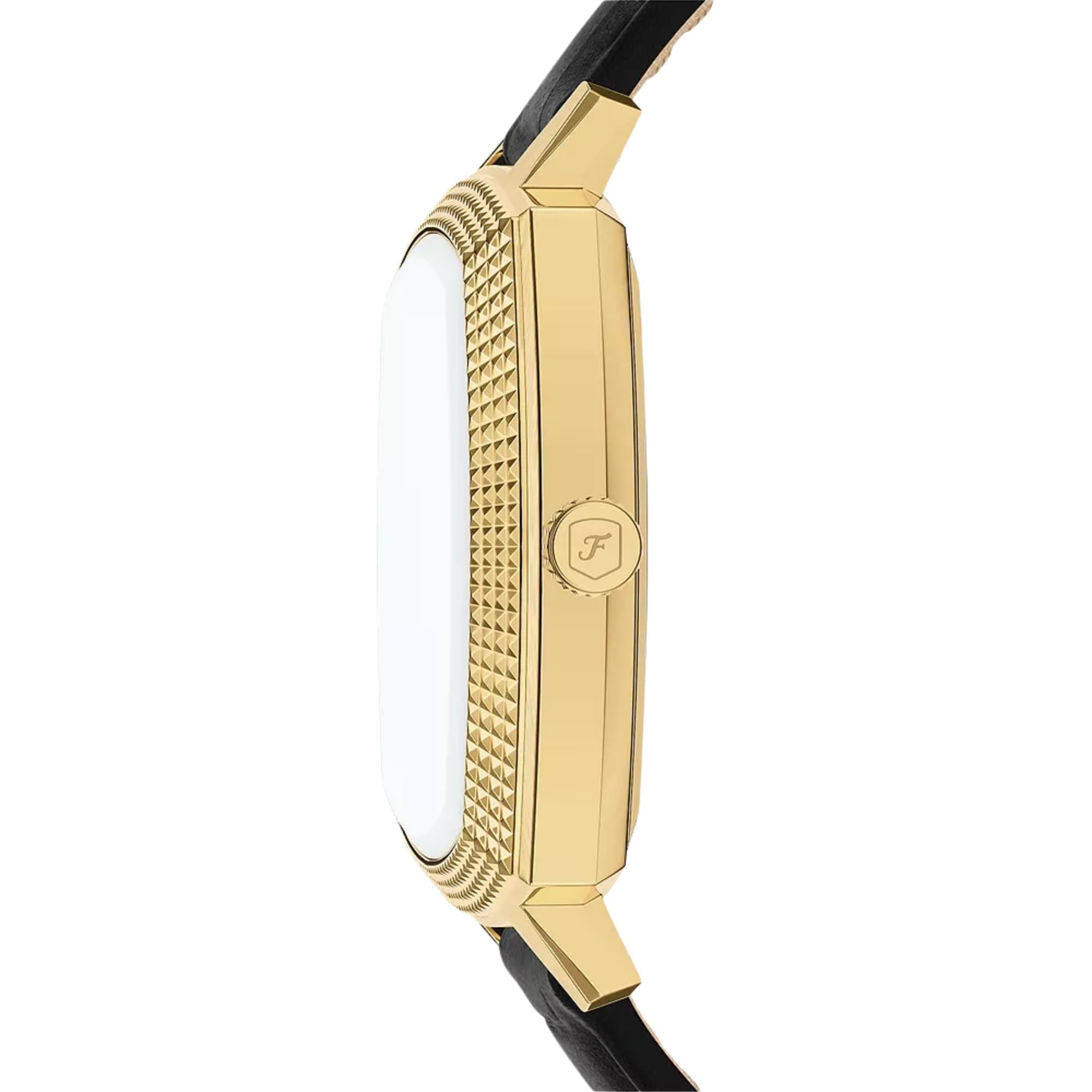Fossil Machine x Nick Jonas 37mm Gold Dial Leather Quartz Watch LE1214