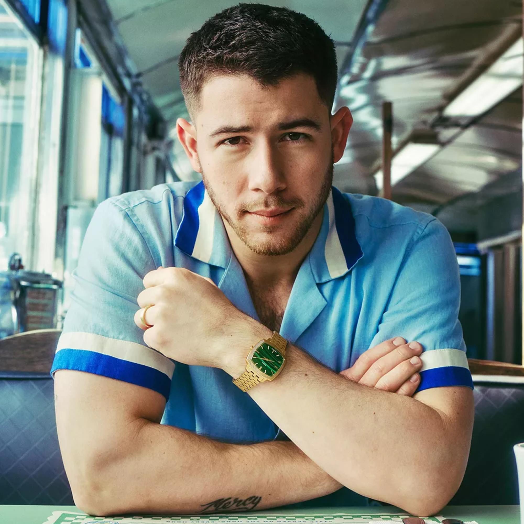 Fossil Machine x Nick Jonas 37mm Green Dial Steel Quartz Watch LE1217