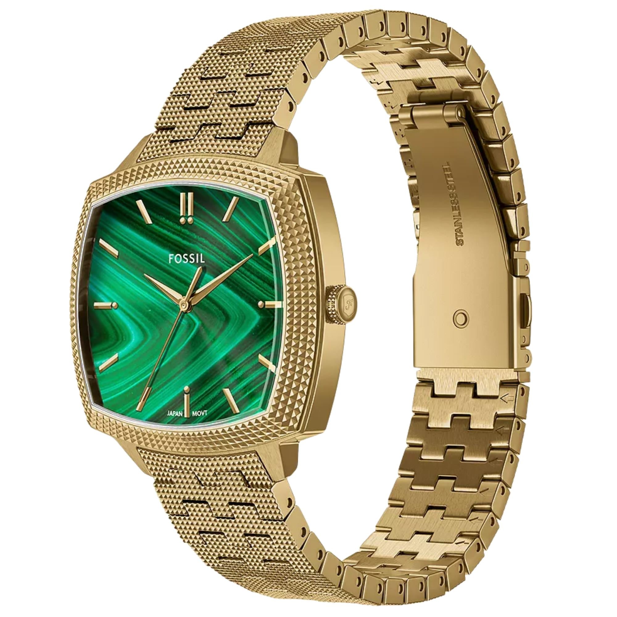 Fossil Machine x Nick Jonas 37mm Green Dial Steel Quartz Watch LE1217