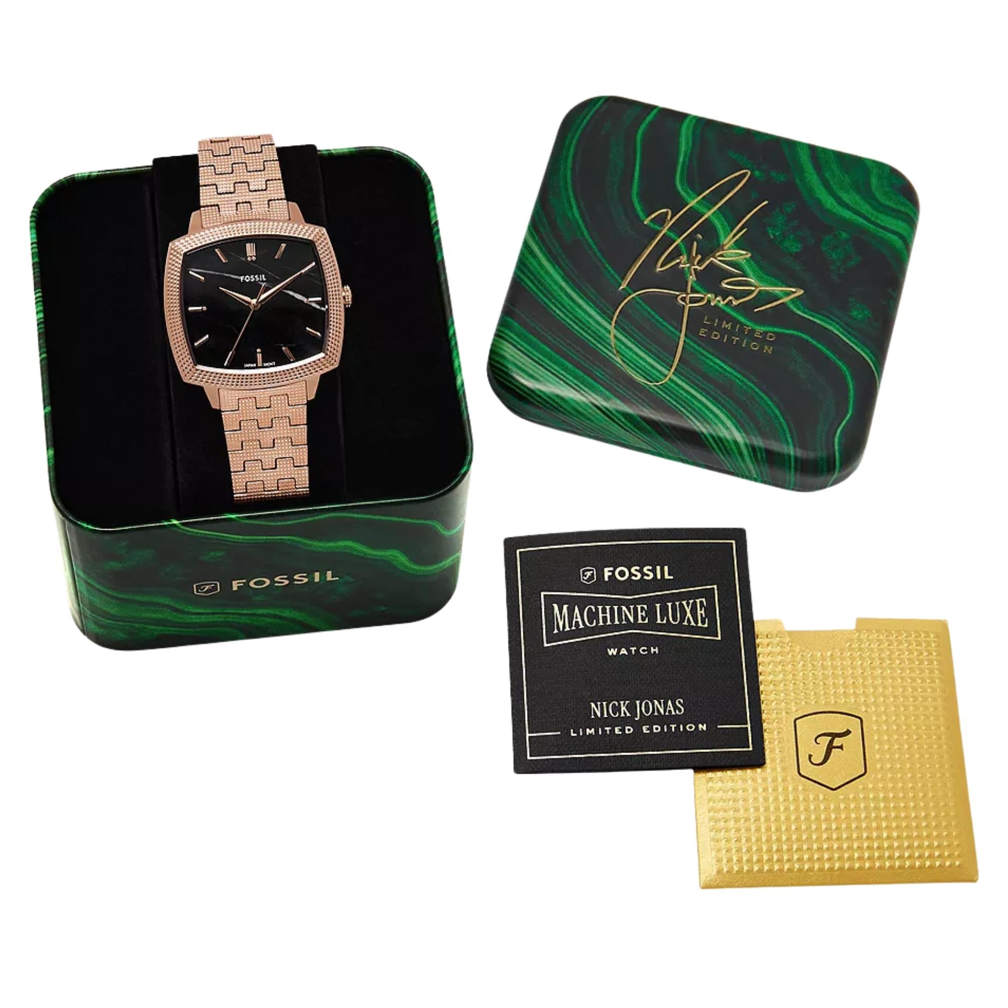 Fossil Machine x Nick Jonas 37mm Black Dial Steel Quartz Watch LE1226