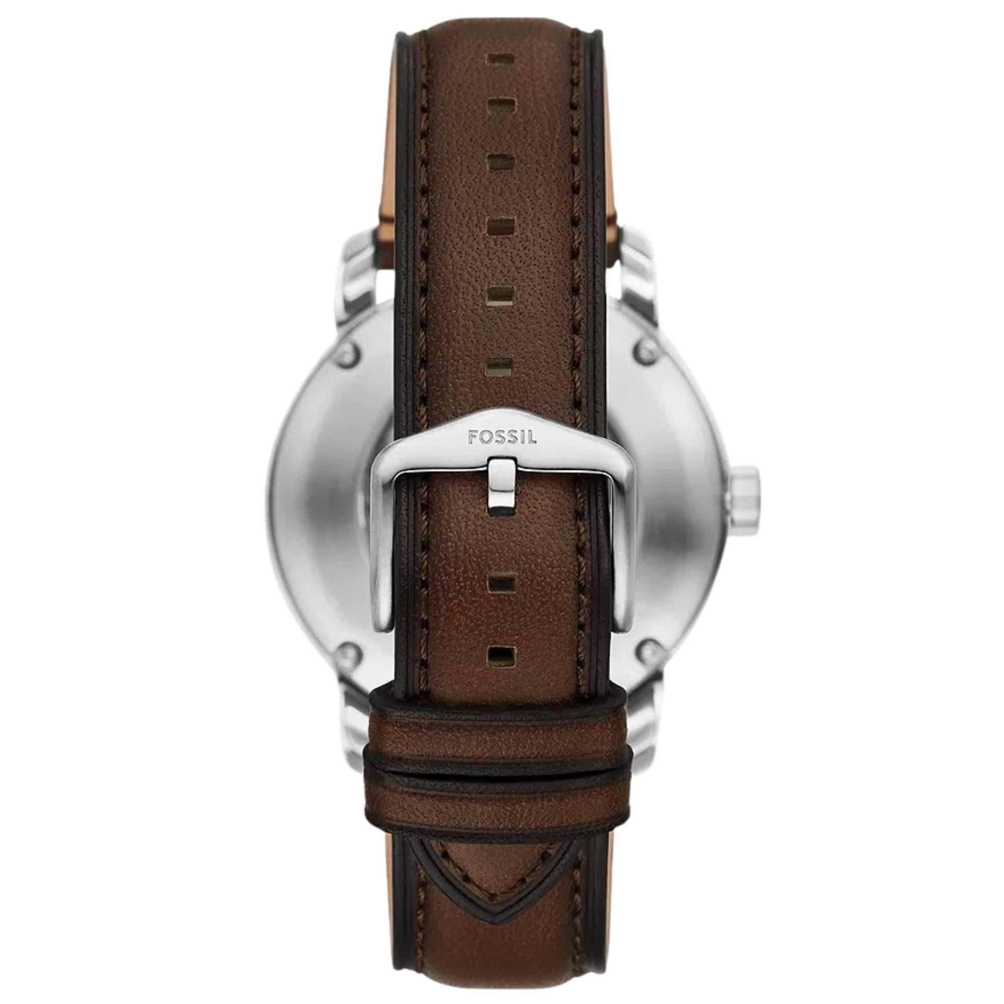 Fossil Heritage 43mm Skeleton Cream Dial Leather Mens Automatic Watch ME3264