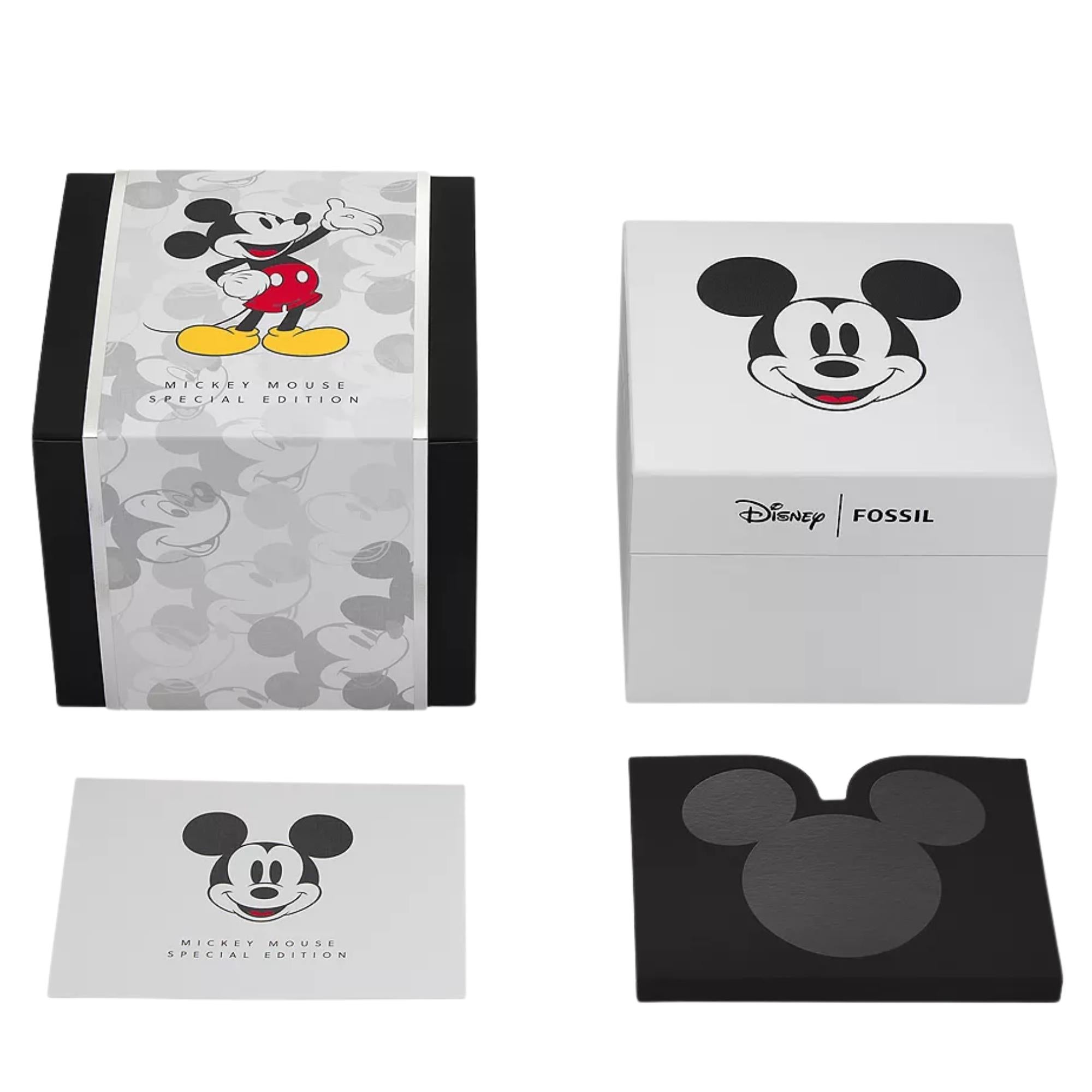 Fossil Disney Mickey Mouse 40mm Special Edition White Dial Leather Automatic Watch SE1111