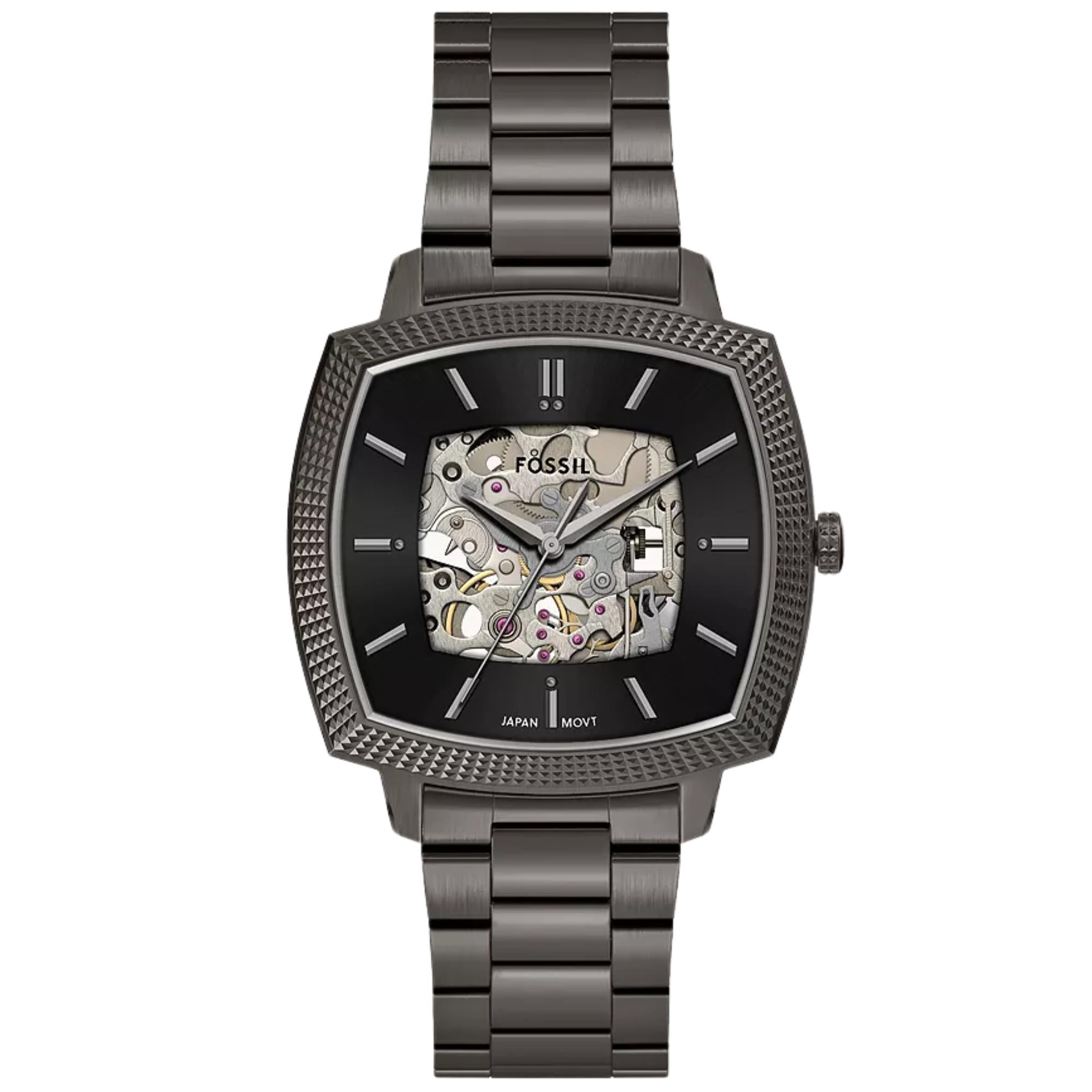 Fossil Machine x Nick Jonas 41mm Skeleton Black Dial Steel Automatic Watch LE1219