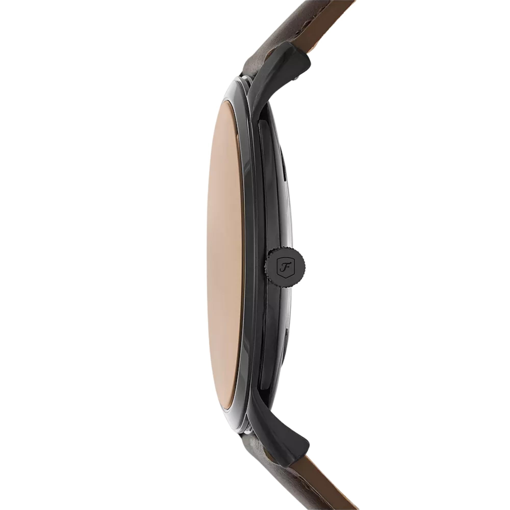 Fossil Minimalist 44mm Black Dial Leather Mens Quartz Watch FS5551