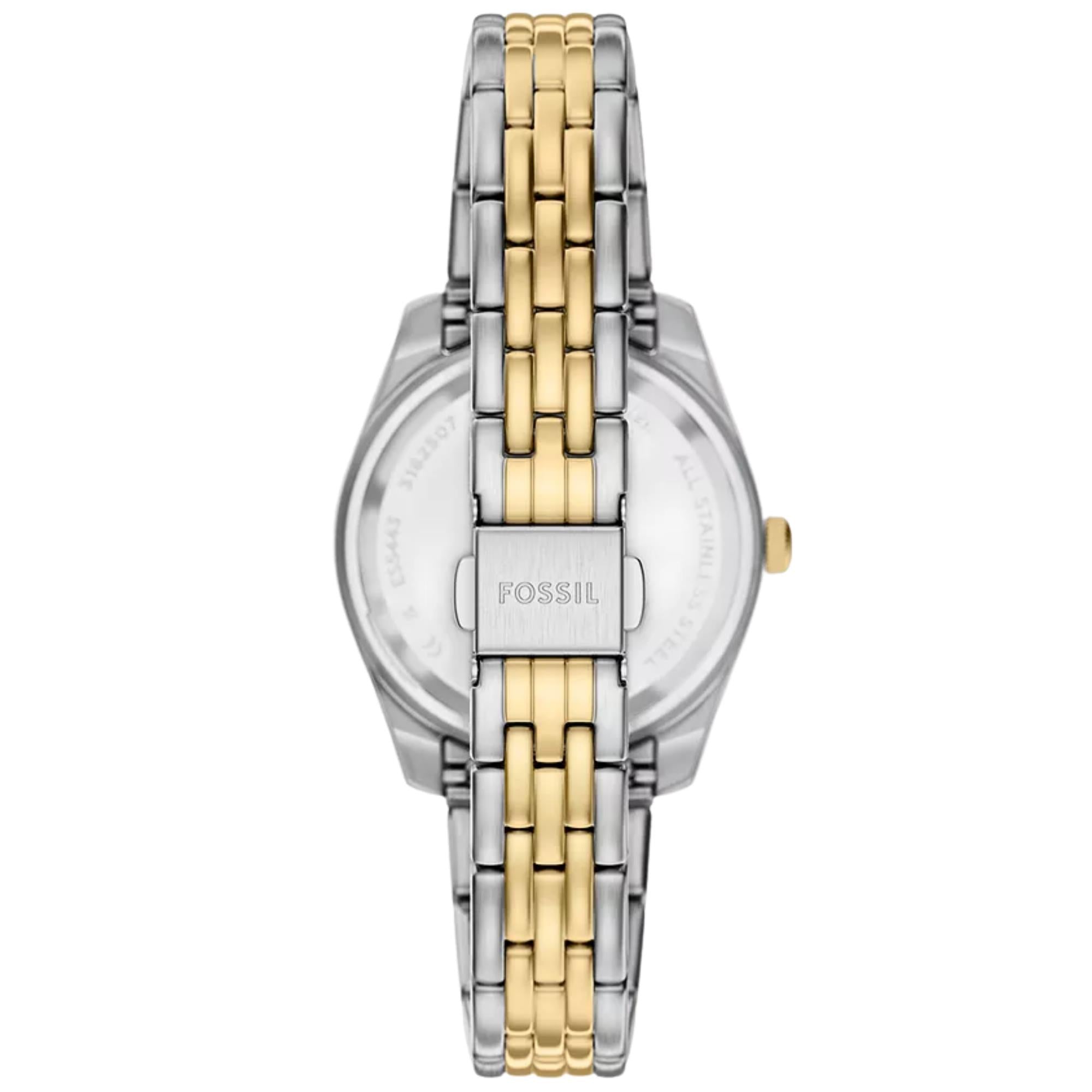 Fossil Scarlette 33mm Gold Dial Steel Ladies Quartz Watch ES5443