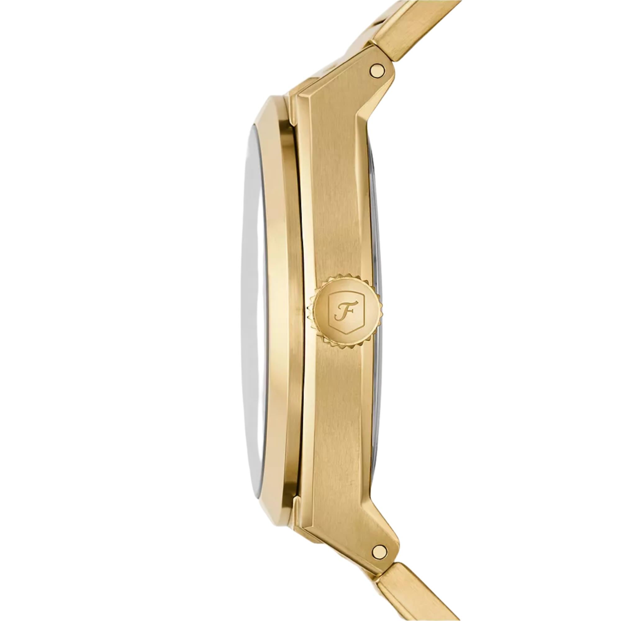 Fossil Everett 42mm Gold Dial Steel Mens Quartz Watch FS5965