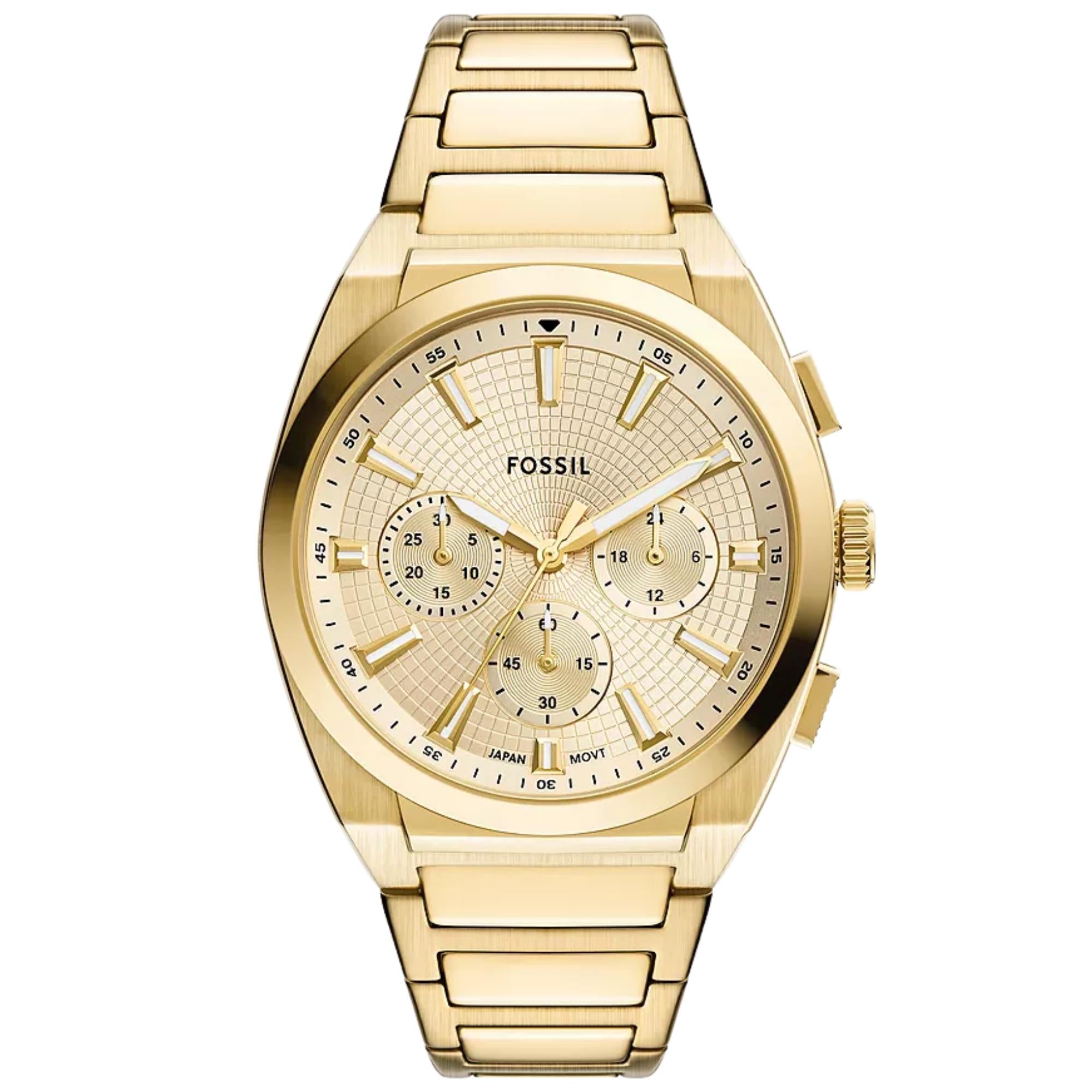 Fossil Everett 44mm Chronograph Gray Dial Steel Mens Quartz Watch FS6119