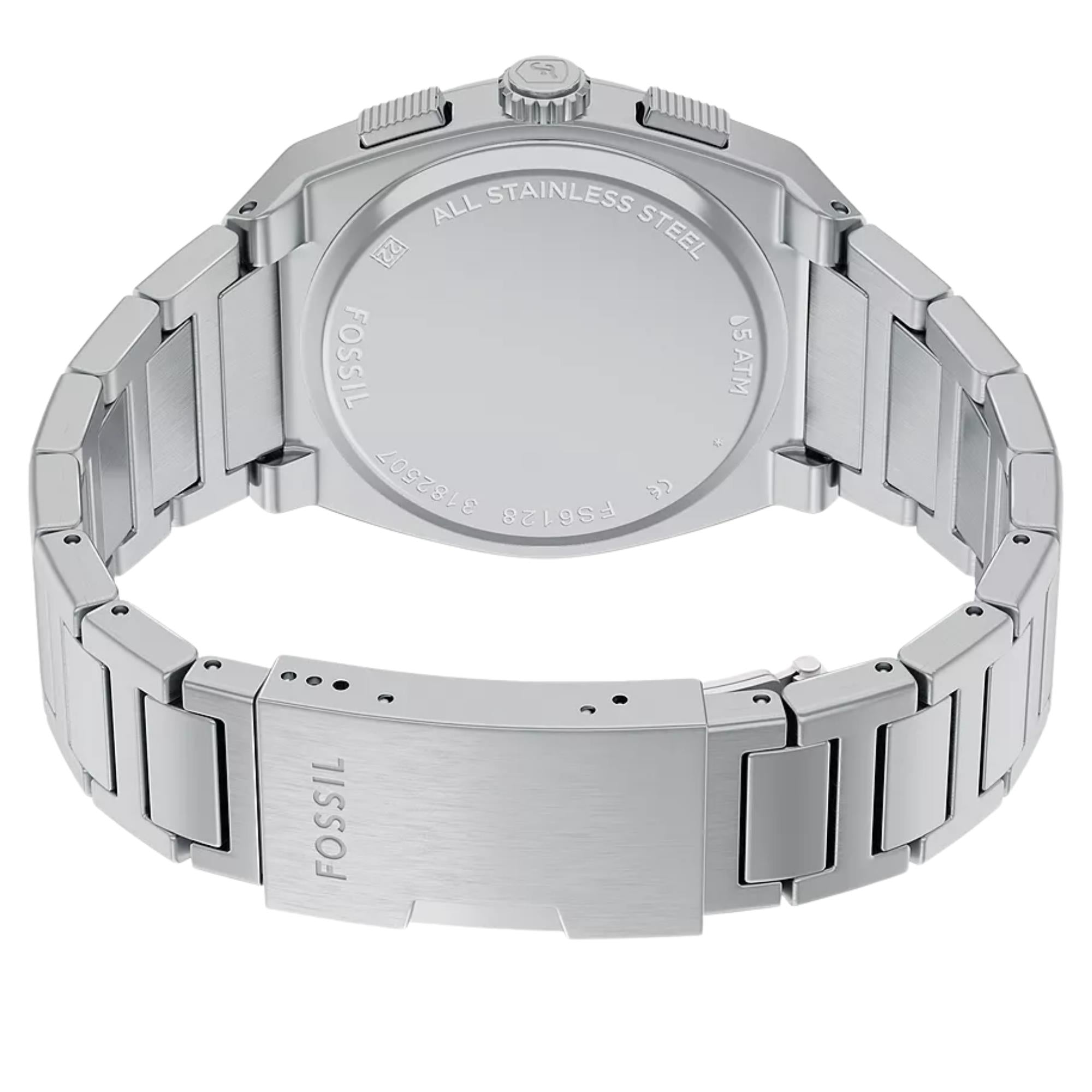 Fossil Everett 44mm Chronograph Gray Dial Steel Mens Quartz Watch FS6128
