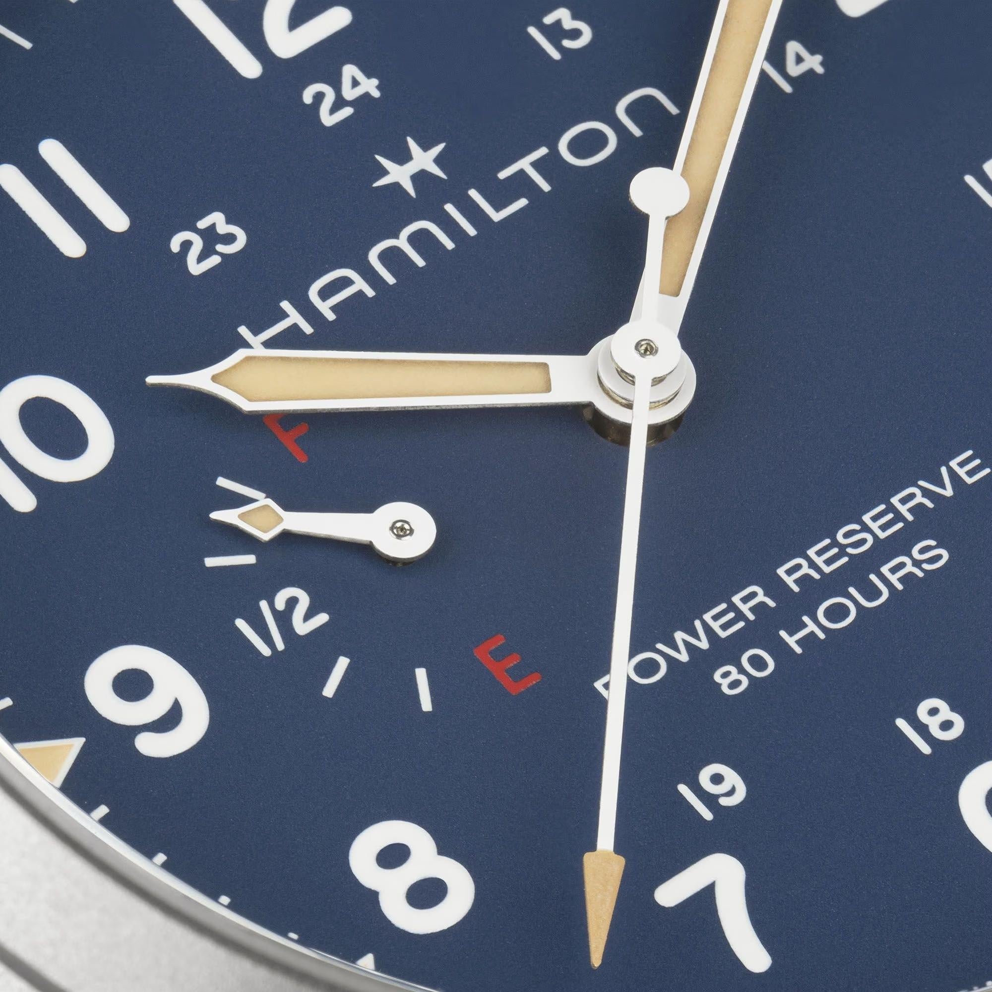 Hamilton Khaki Field 40mm Power Reserve Blue Dial NATO Mens Manual-Wind Watch H69509940