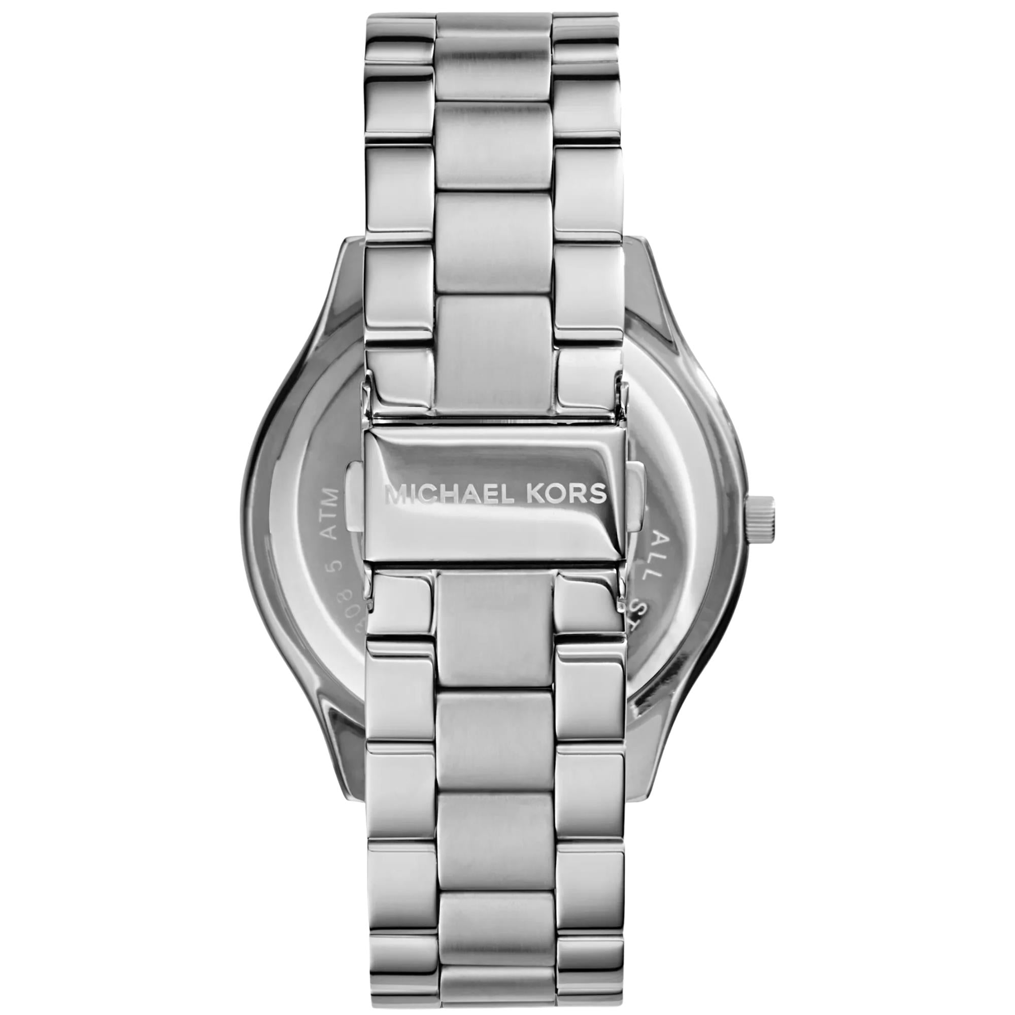 Michael Kors Slim Runway 42mm Silver Dial Steel Mens Quartz Watch MK3178