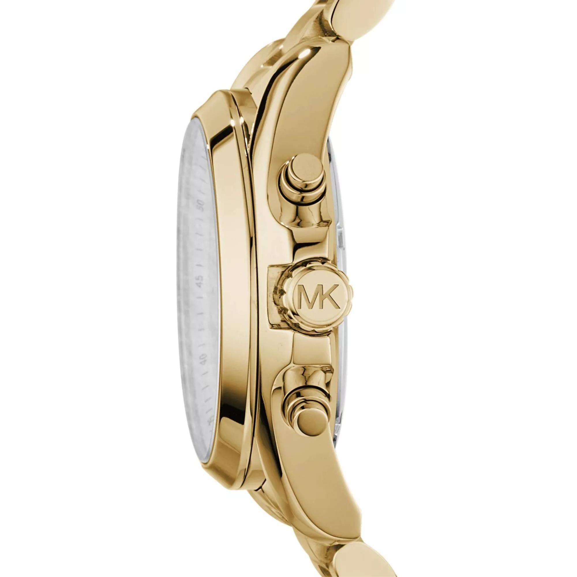 Michael Kors Bradshaw 42mm Chronograph Gold Dial Steel Ladies Quartz Watch MK5605