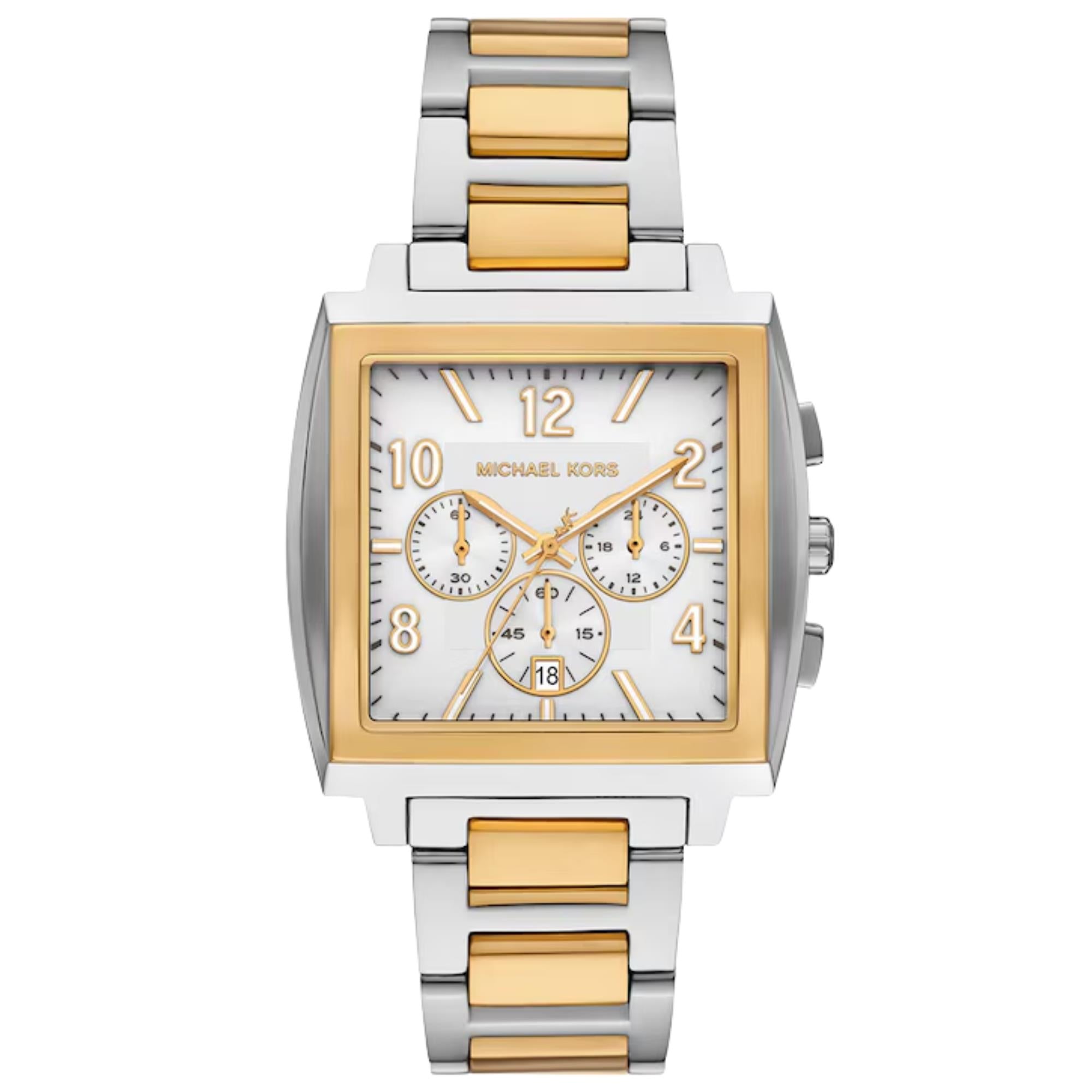 Michael Kors Rhys 40mm Chronograph White Dial Steel Mens Quartz Watch MK9240