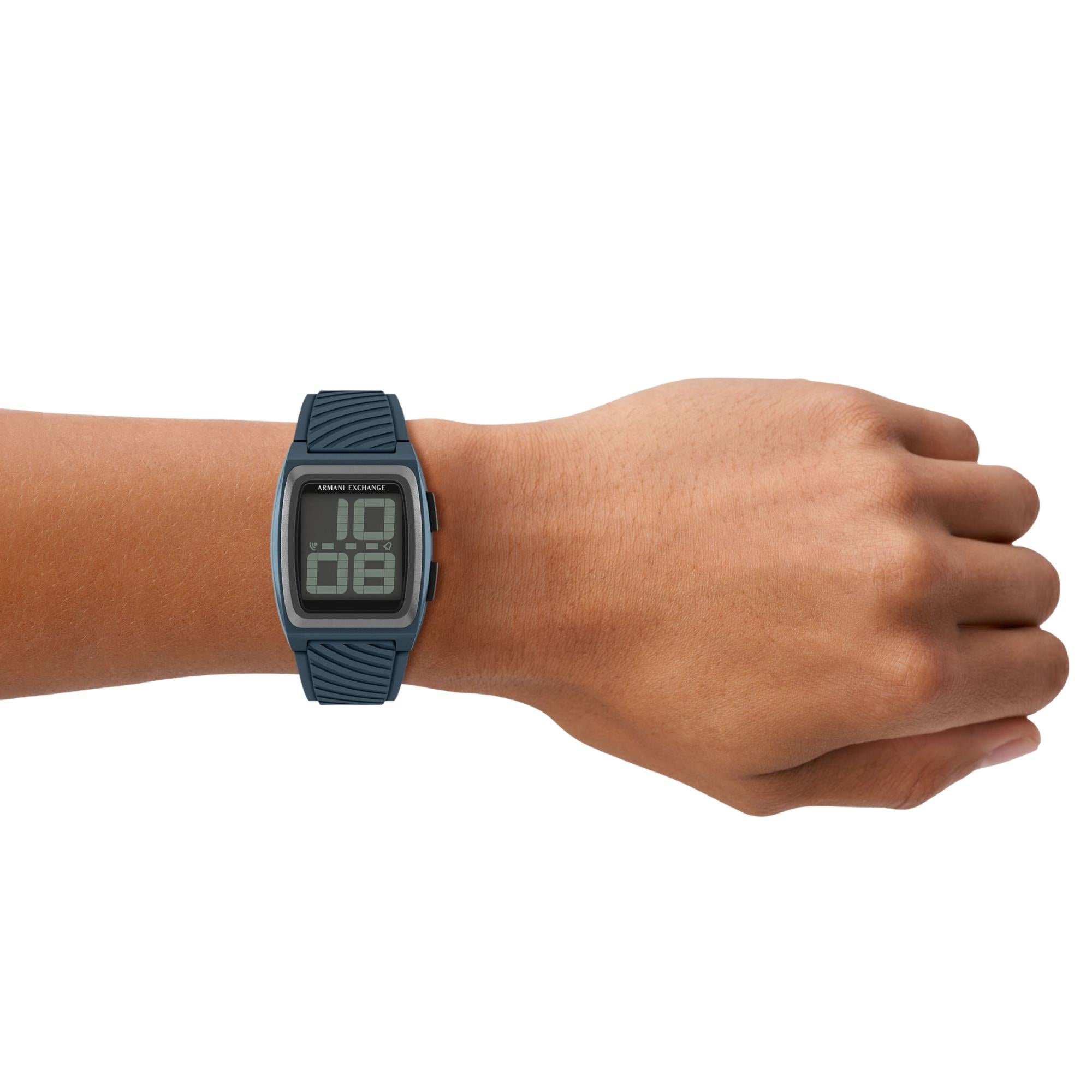 Armani Exchange Kelvin 42mm Digital Silicone Mens Quartz Watch AX2970