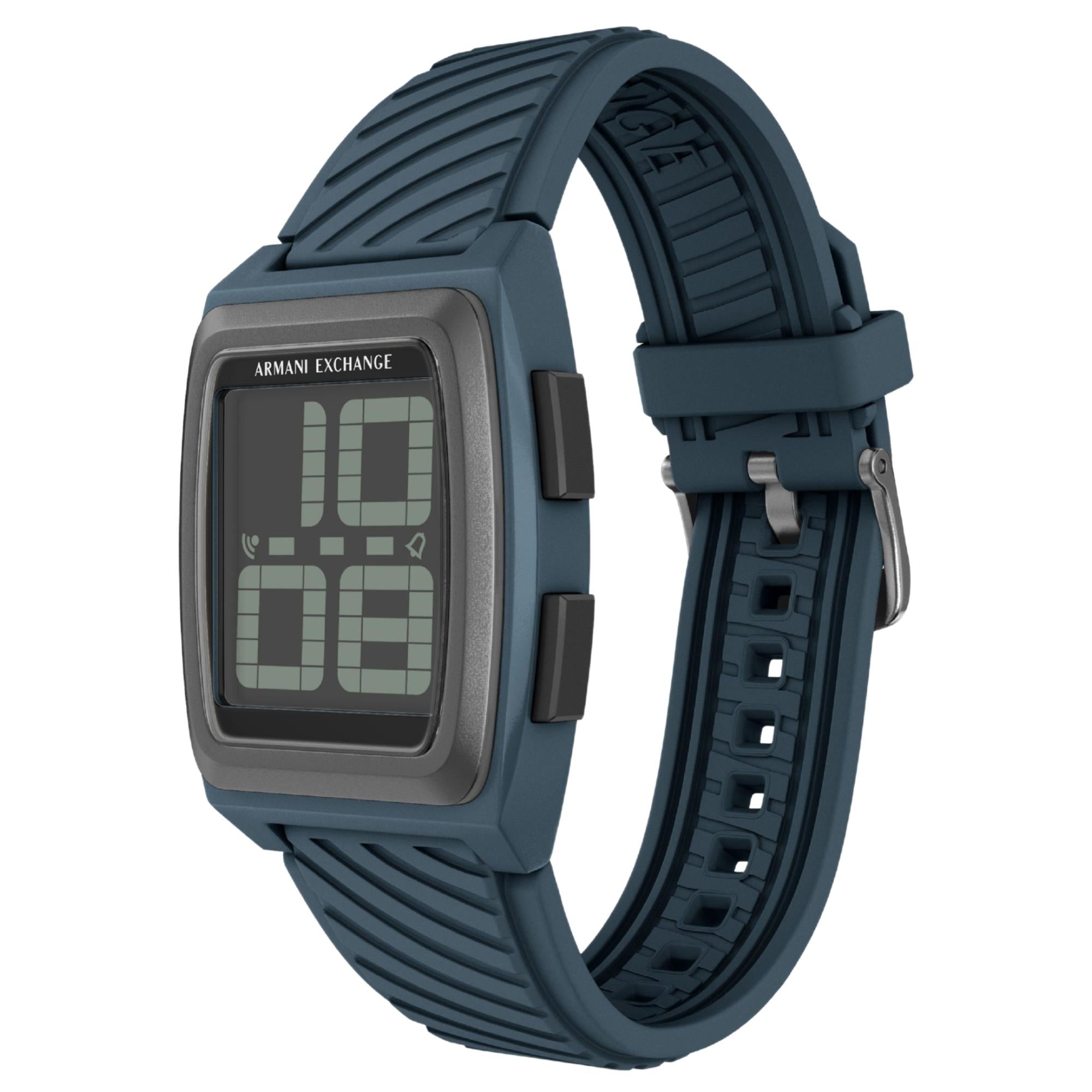 Armani Exchange Kelvin 42mm Digital Silicone Mens Quartz Watch AX2970