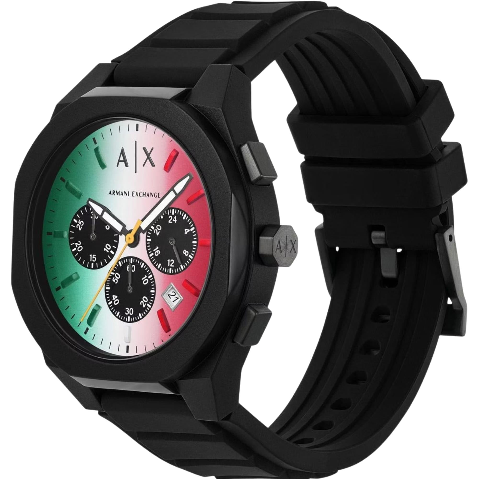 Armani Exchange Sync 44mm Chronograph Multi-Colour Dial Silicone Mens Quartz Watch AX4173